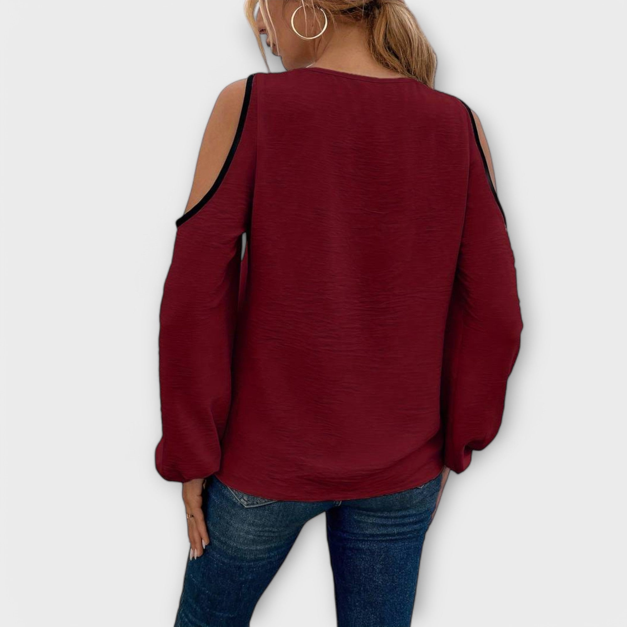 Scarlett – Farbblock-Bluse, Quadratischer Ausschnitt
