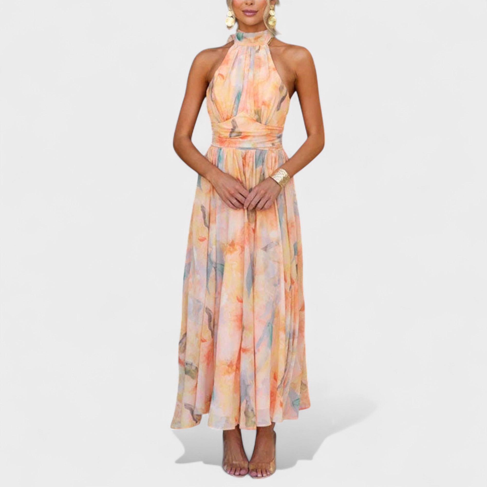 Miva | Abstraktes Halter-Maxi-Kleid