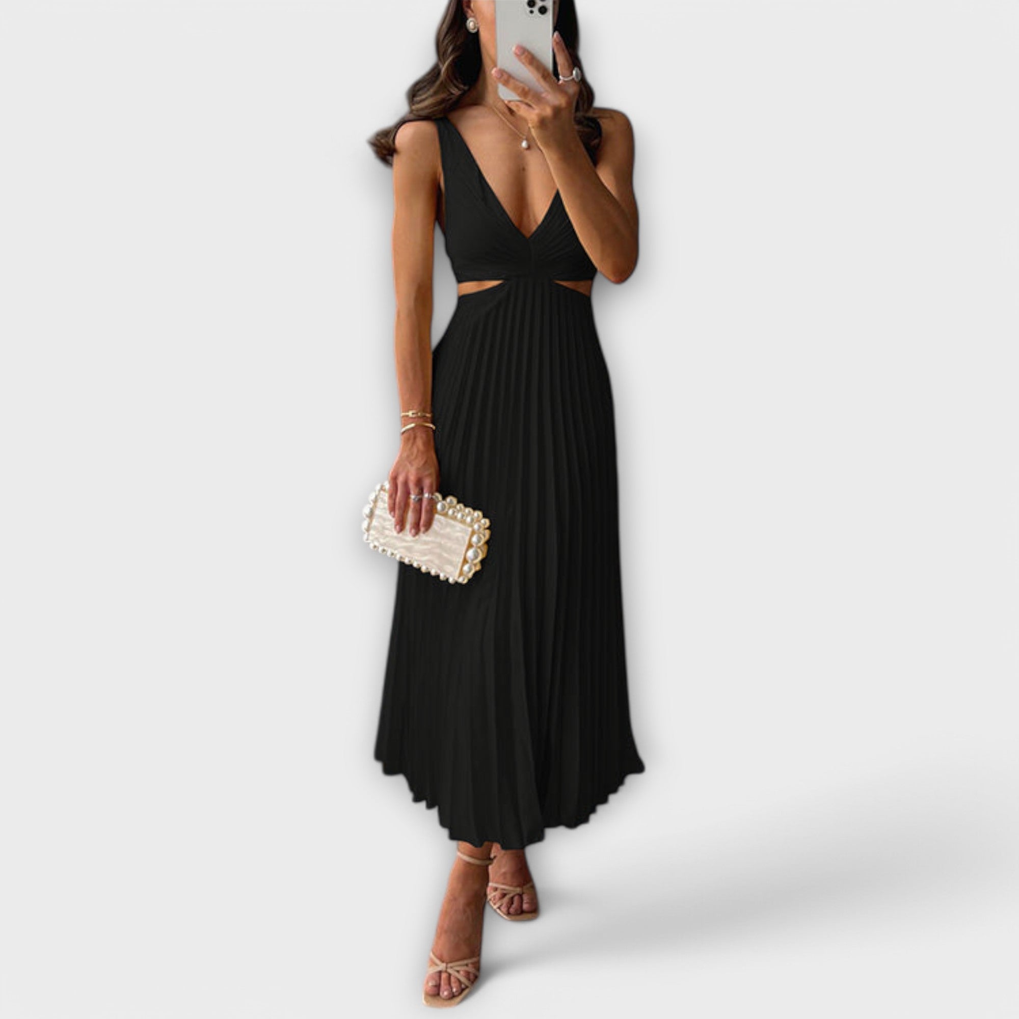 Elegantes Midi-Abendkleid mit Falten