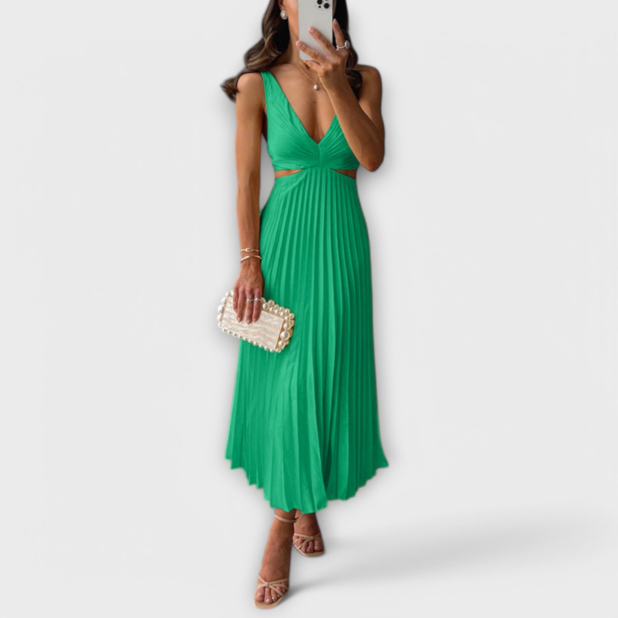 Elegantes Midi-Abendkleid mit Falten