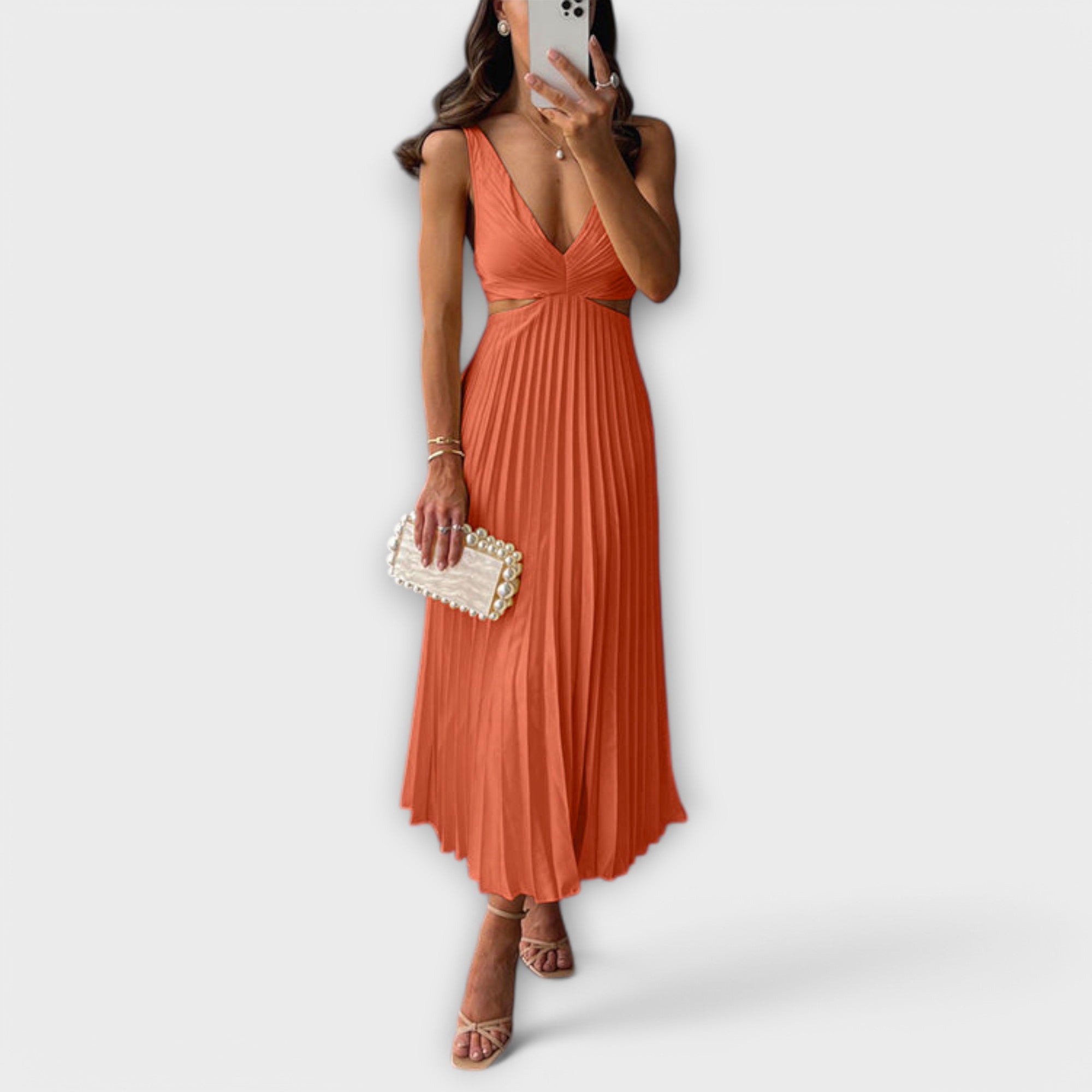 Elegantes Midi-Abendkleid mit Falten
