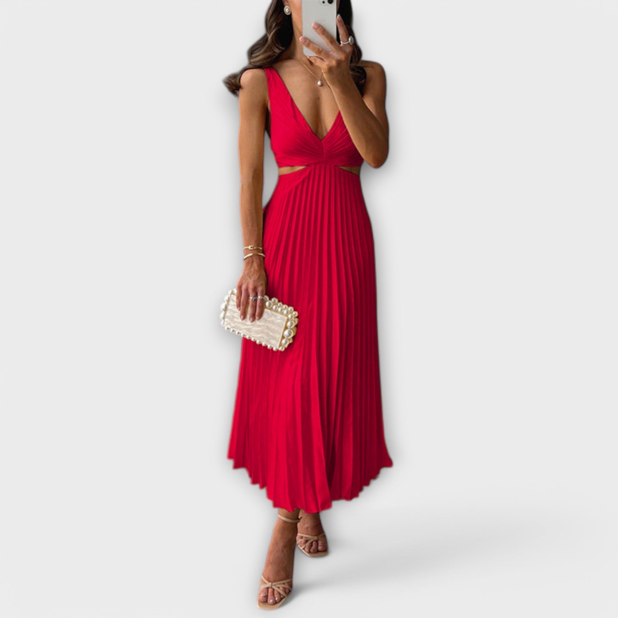 Elegantes Midi-Abendkleid mit Falten