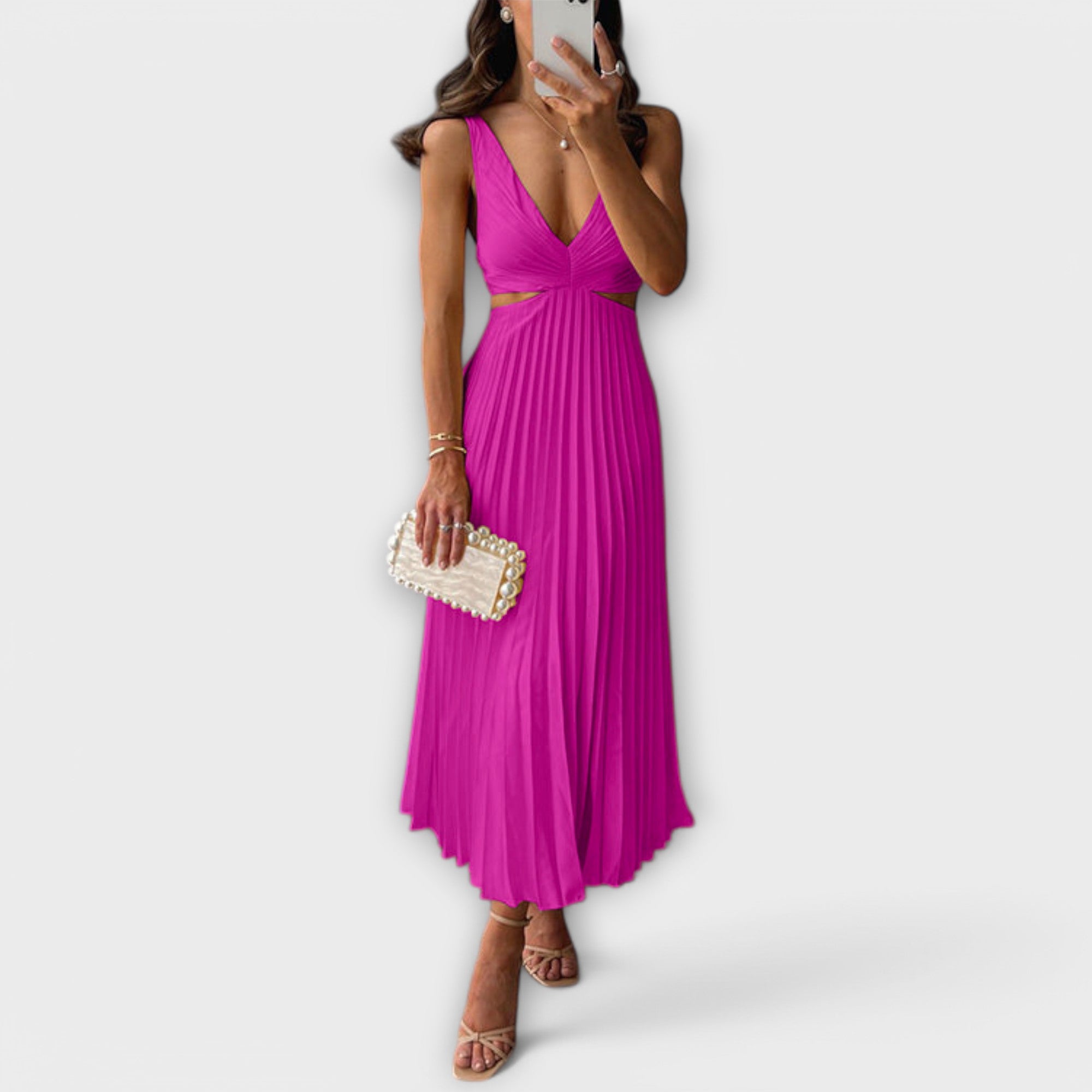Elegantes Midi-Abendkleid mit Falten