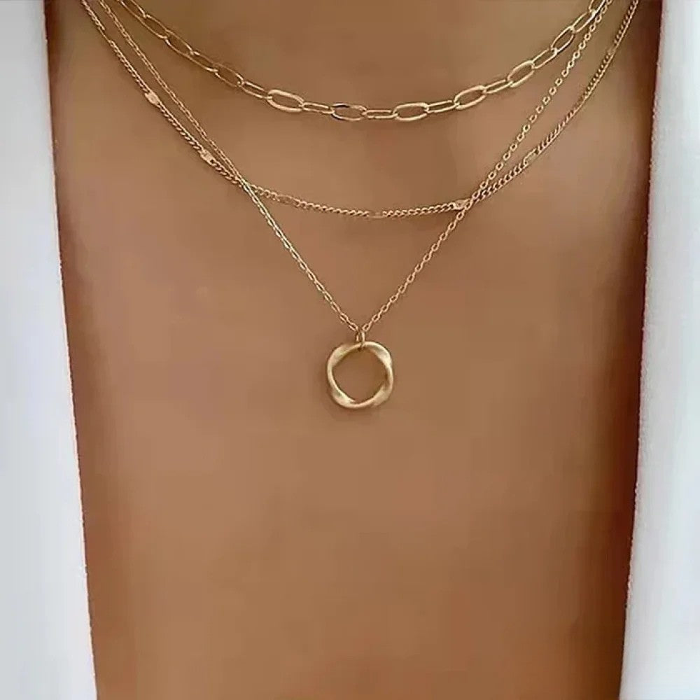 Retro Gold Geschichtete Halskette
