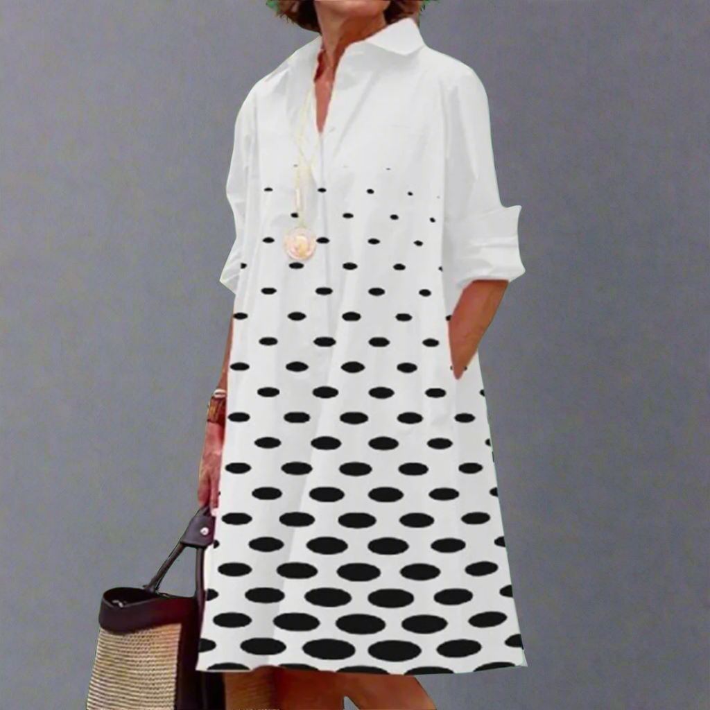 Claire – Knopfverschluss Kleid mit Retro-Charme