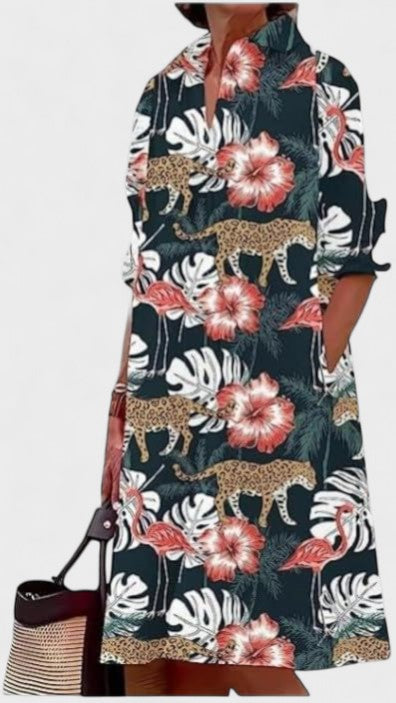 Isla – Tropisches Tierdruck Hemdkleid