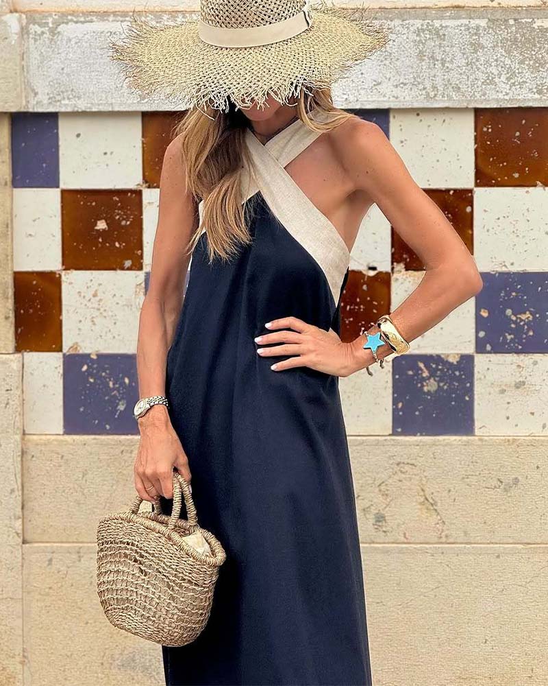 Abigail - Lässiges Kreuzhals-Loses Strandkleid