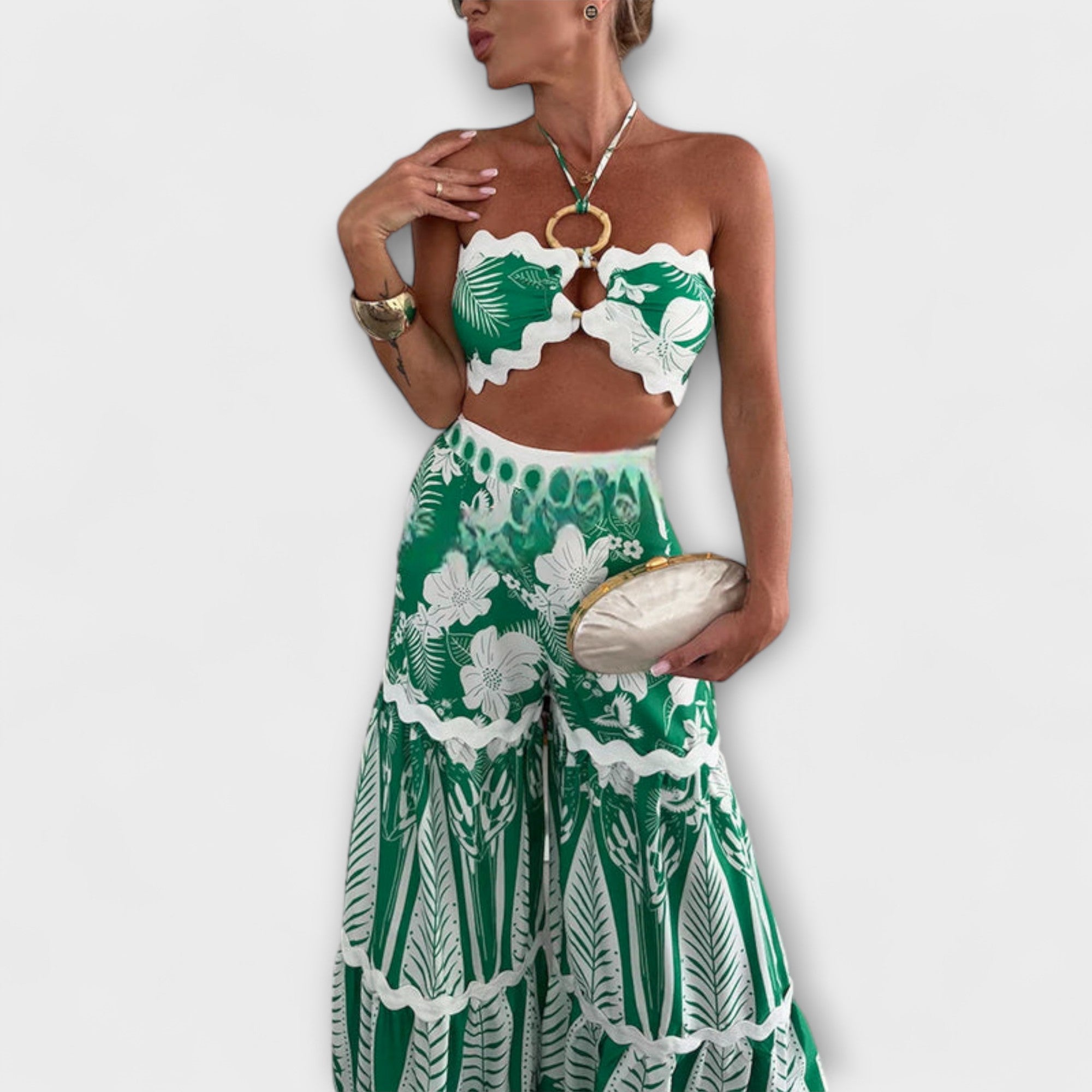 Zella - Cassie Ric Rac Trim Halter Ring Set Nora Zurich