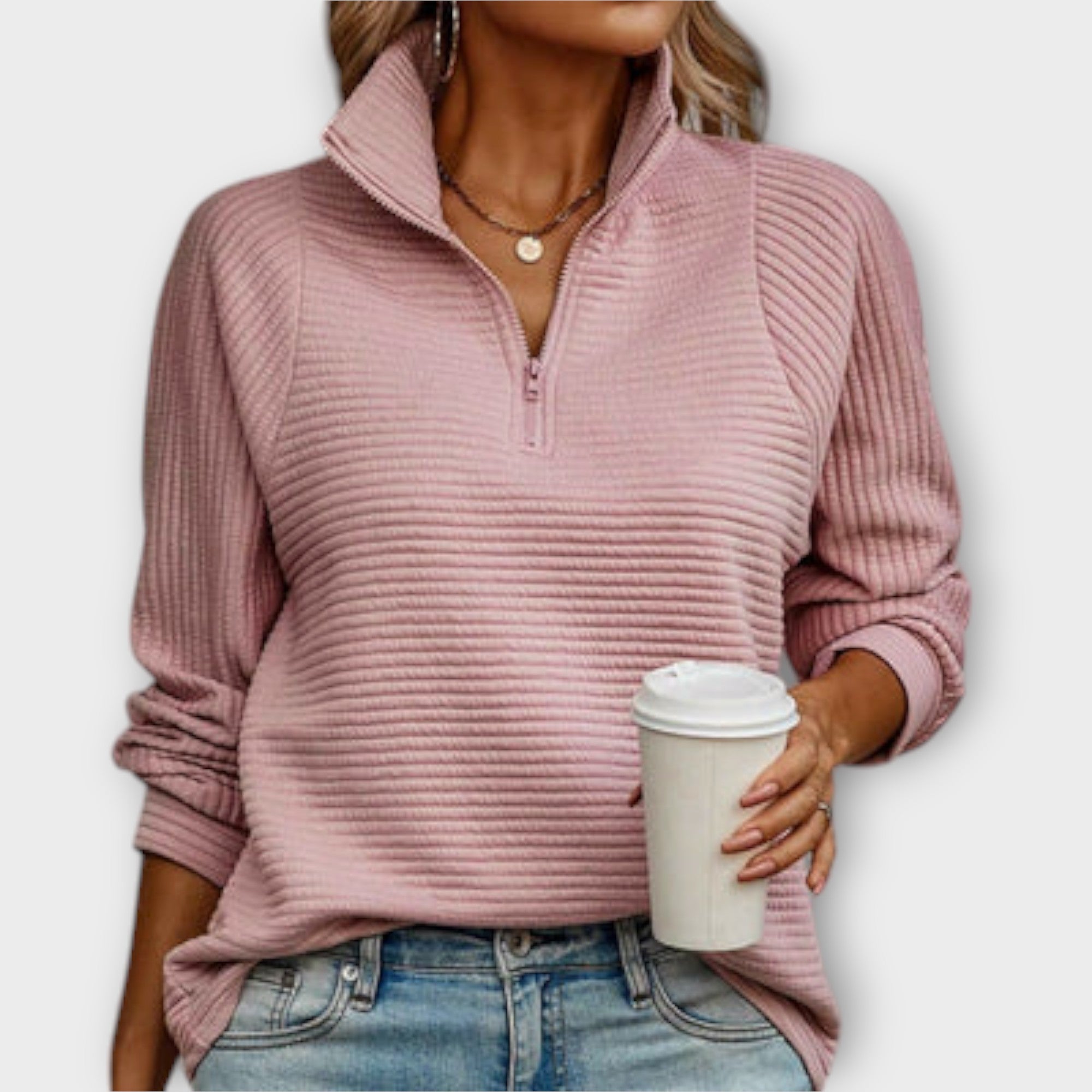 Pullover mit halbem Reißverschluss