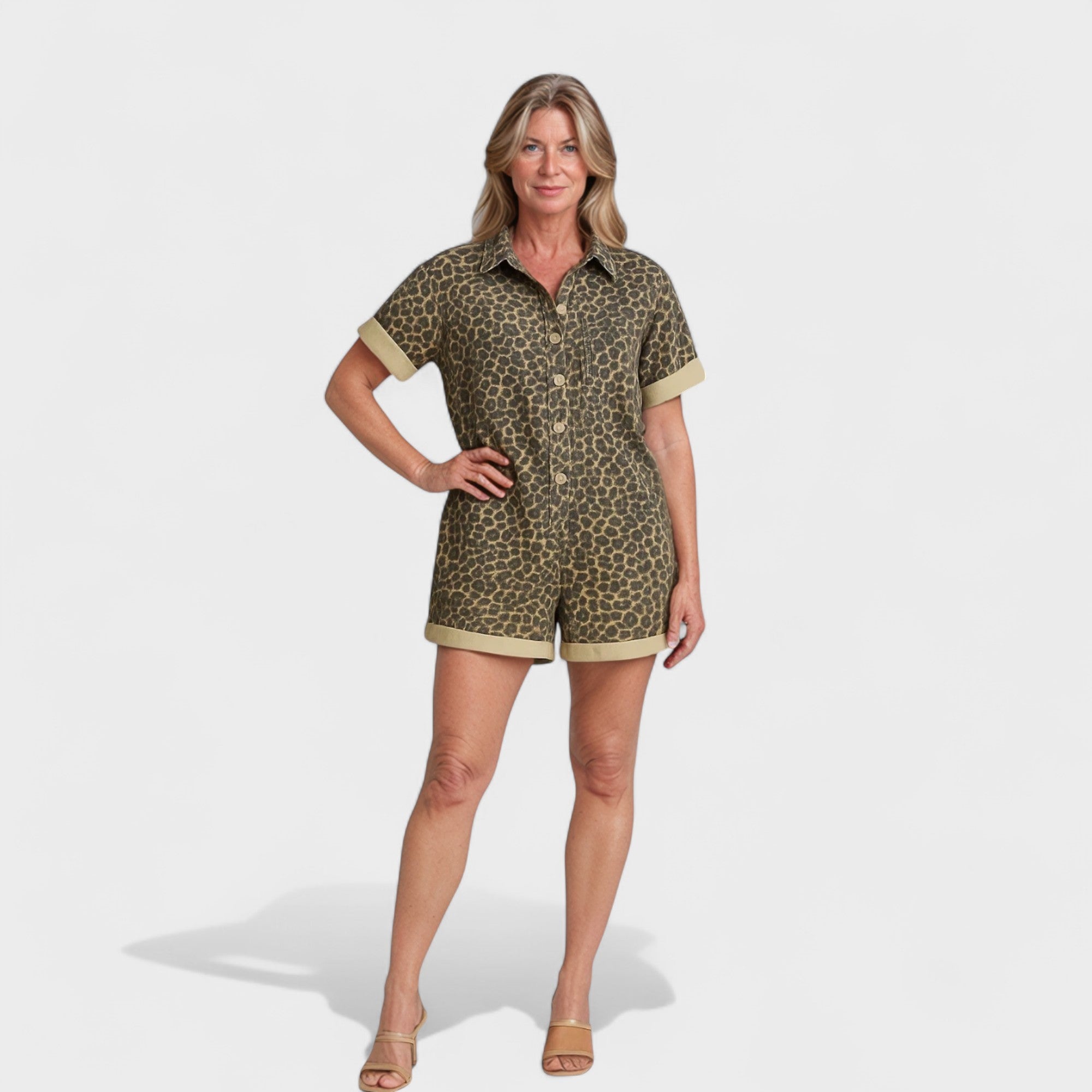 Riva | Gemusterter kurzer Jumpsuit