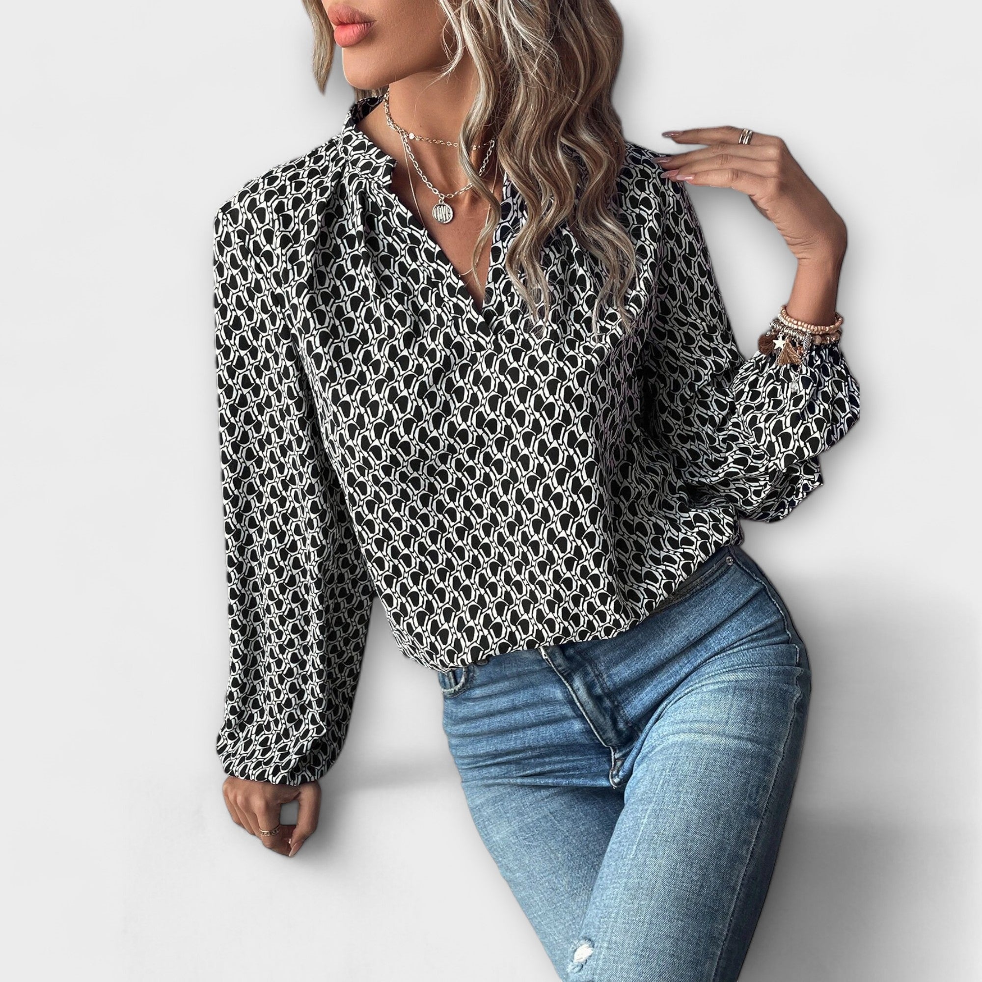 Relaxiva Bluse mit Muster und eleganten Ärmeln