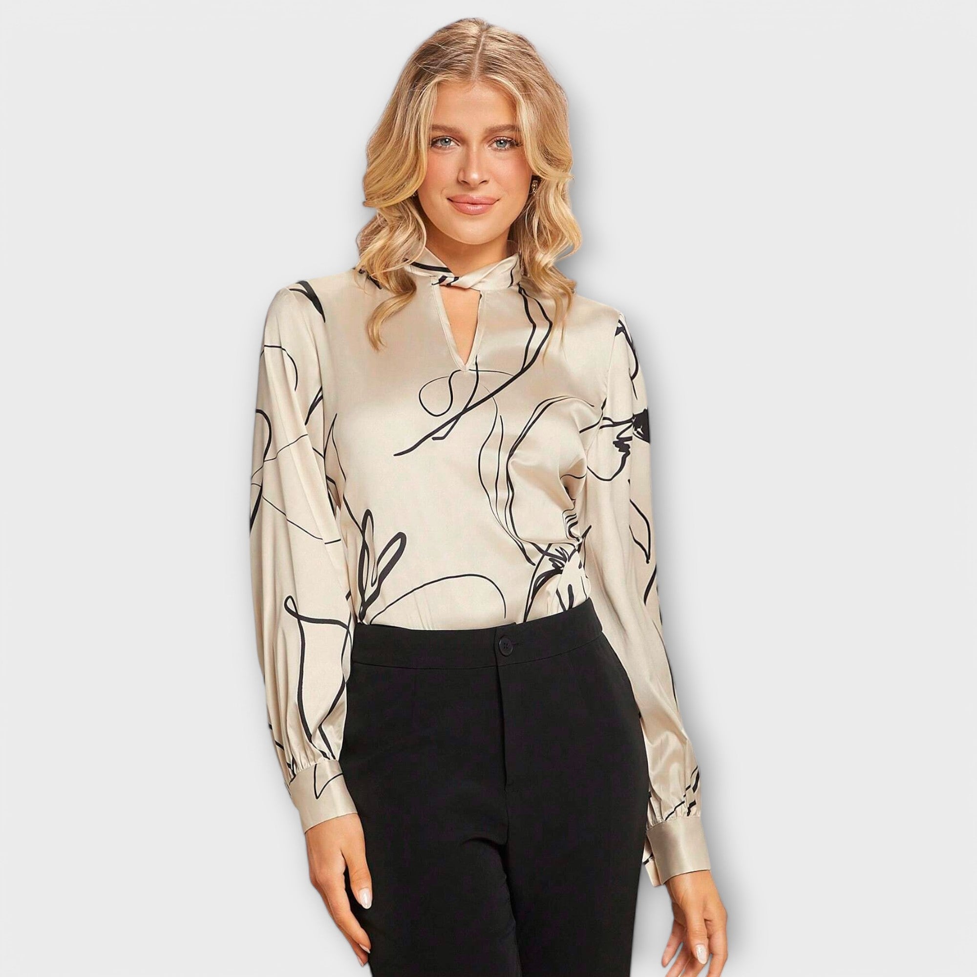 Elegante Bluse mit Linienmuster und Schlüssellochdetail