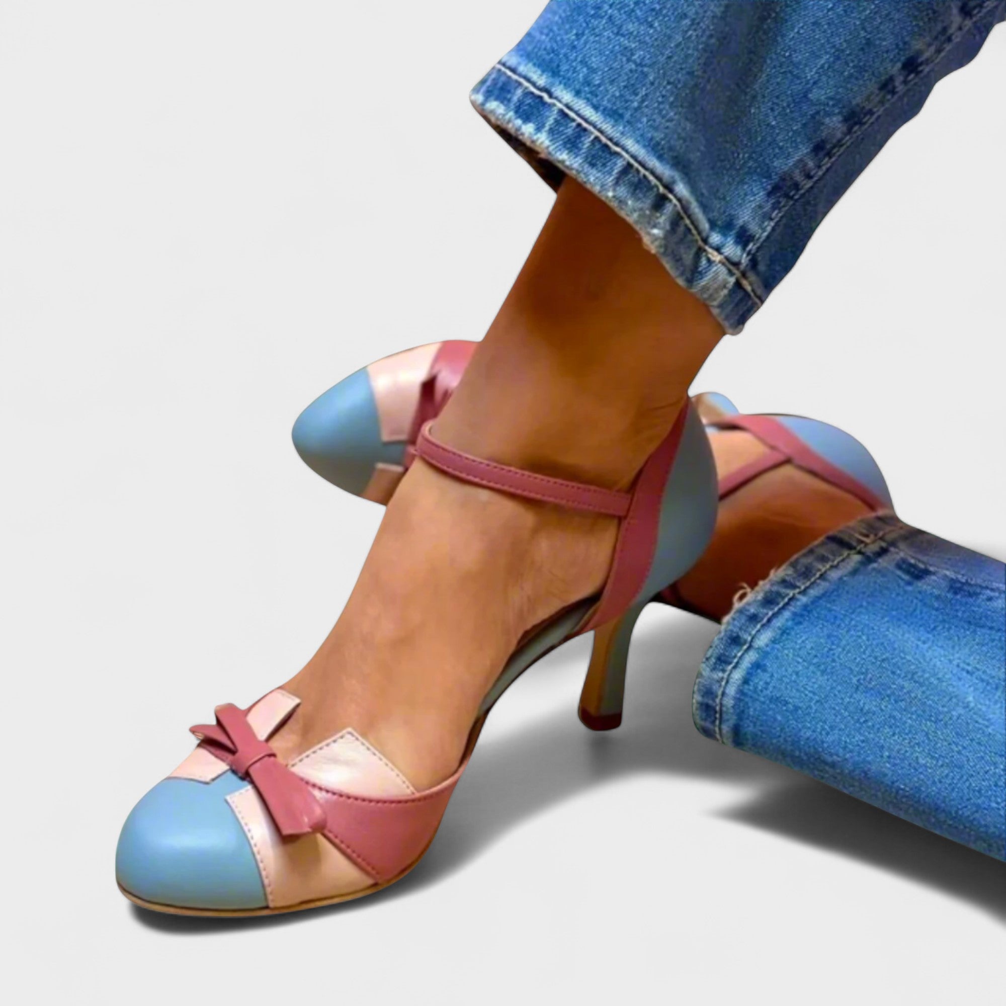 Lysa | Farbblock-Bogenriemen-High Heels