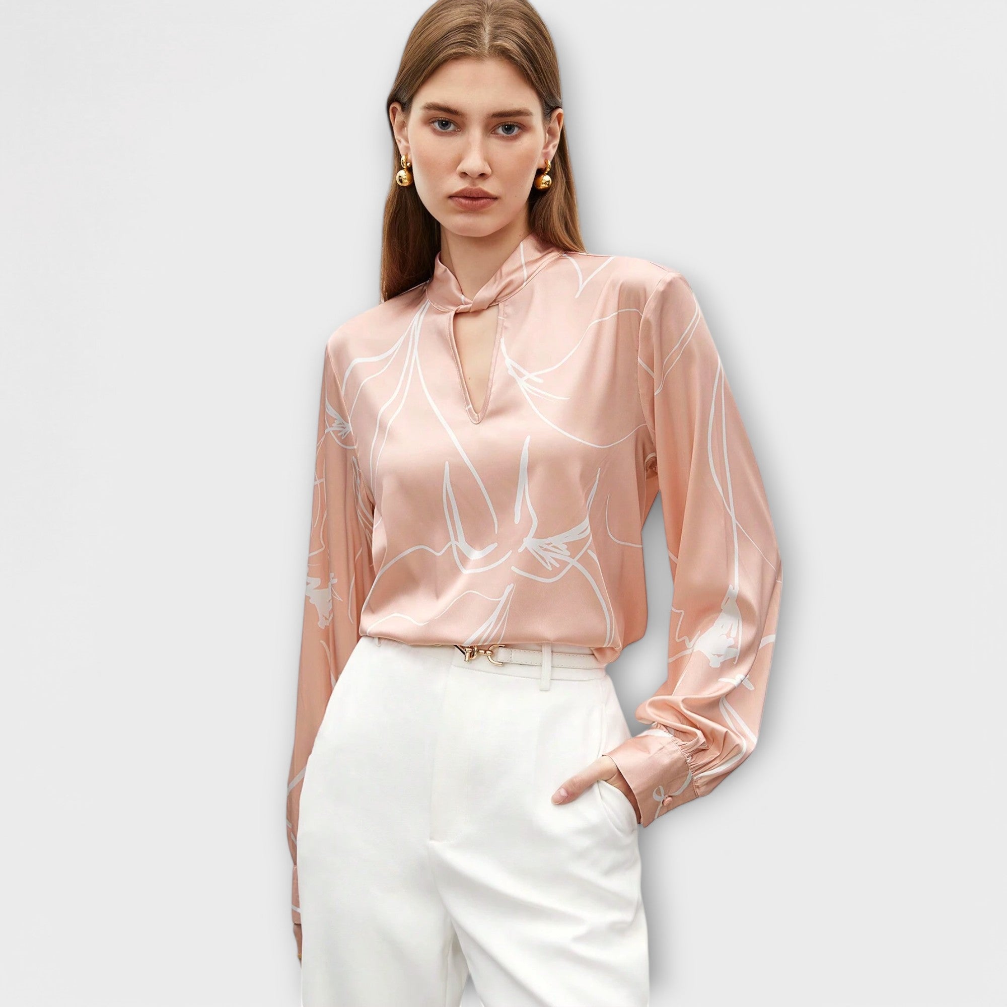 Elegante Bluse mit Linienmuster und Schlüssellochdetail
