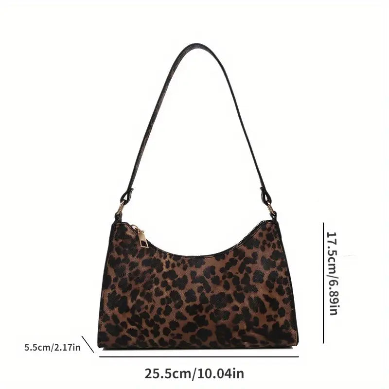 Nora. - Schultertasche im französischen Stil mit Leopardenmuster