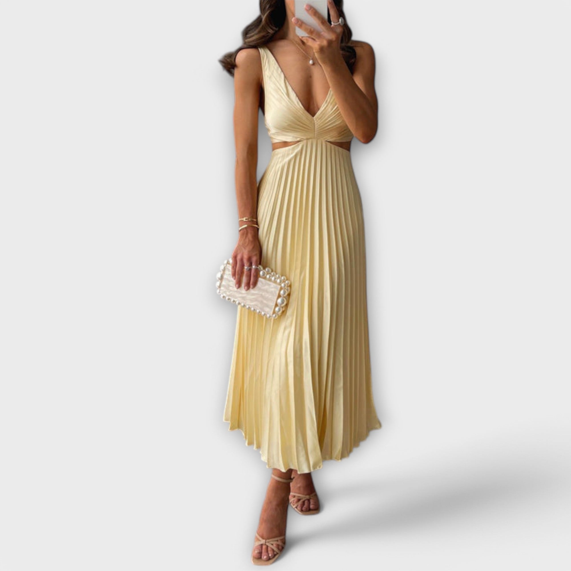 Elegantes Midi-Abendkleid mit Falten