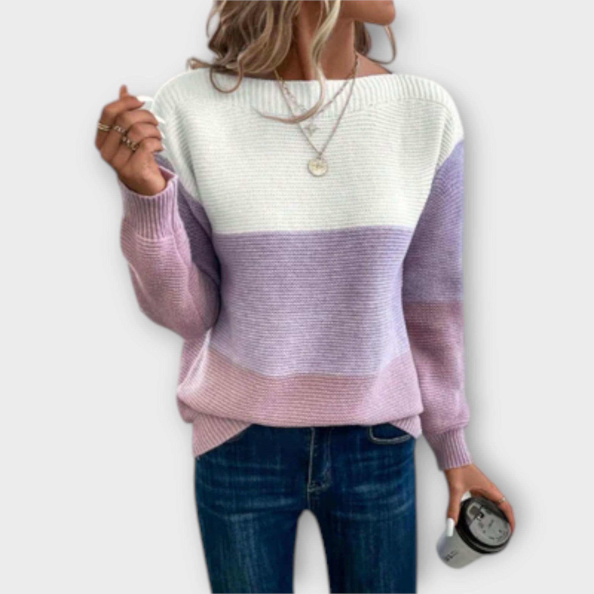 Clara - Stilvoller dreifarbiger Patchwork-Pullover Nora Zurich