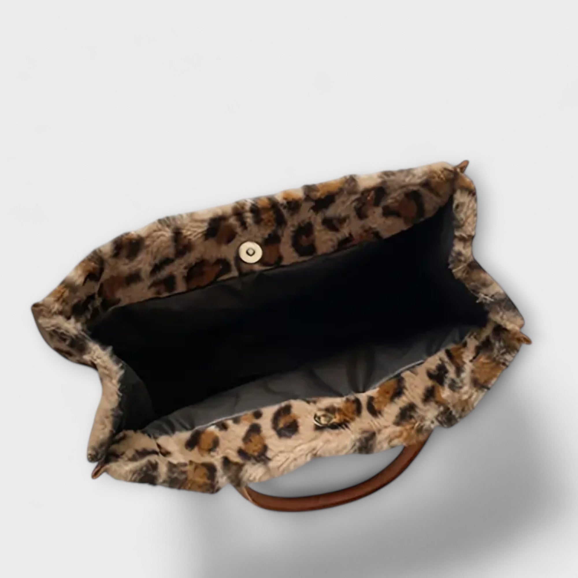 Nora. - Schicke Leopard-Print Plüsch-Tasche