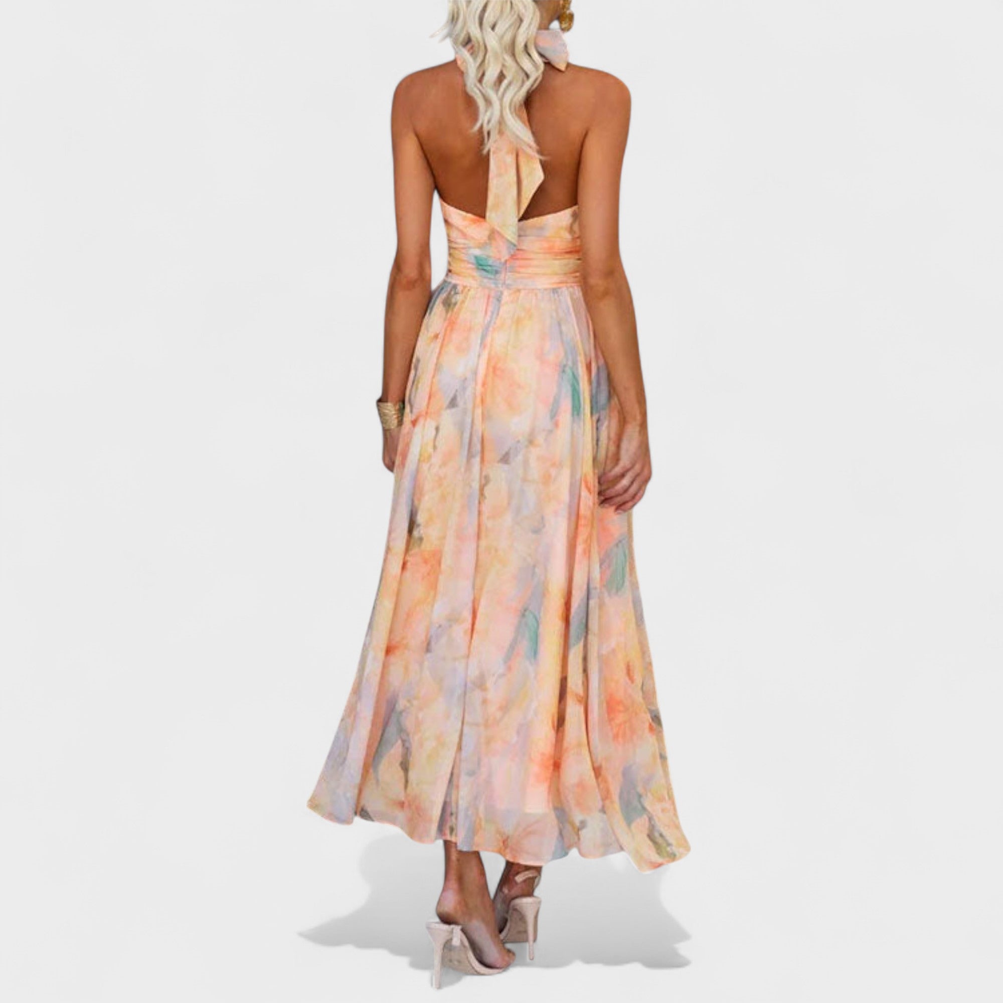 Miva | Abstraktes Halter-Maxi-Kleid