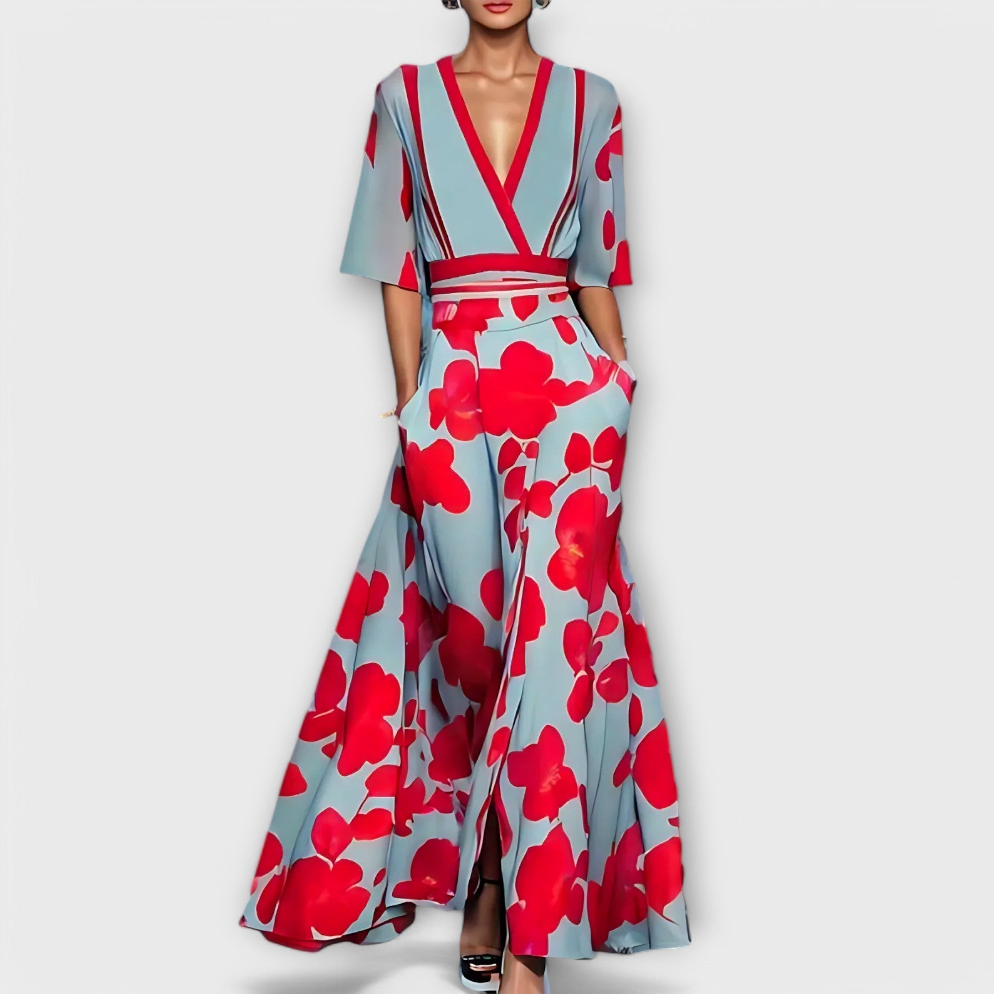 Elise - Elegantes Blumenkleid mit Geldbörse