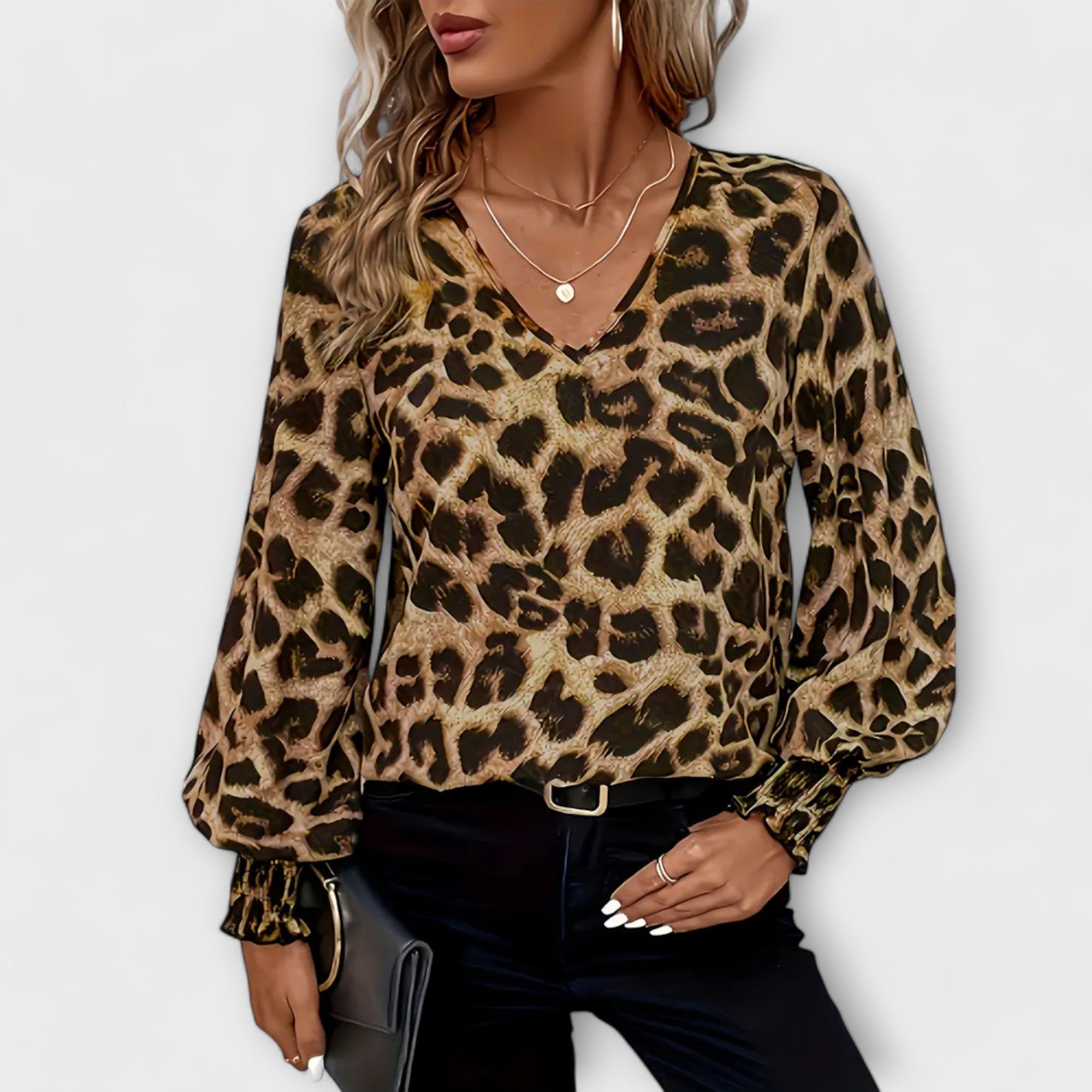 Wilde und Stilvolle Leopardenbluse mit V-Ausschnitt