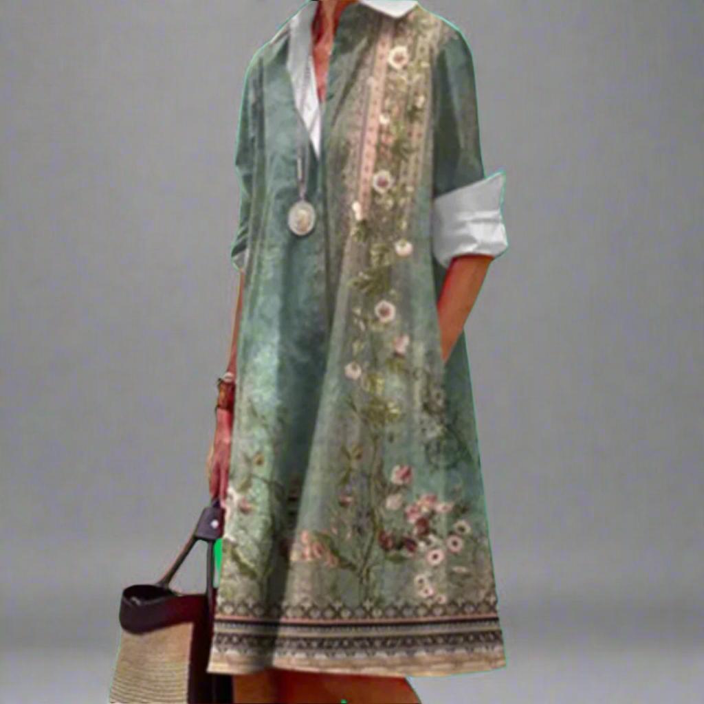 Kaia - Schickes Langarmhemdkleid mit Umlegekragen