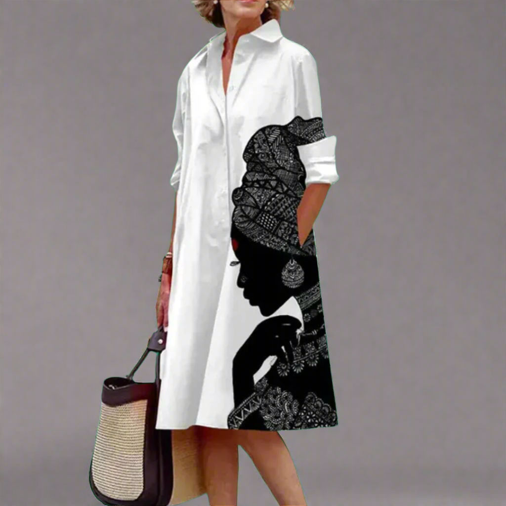 Revel - Damen Kleid mit Charakterkunst-Muster in knielanger Länge