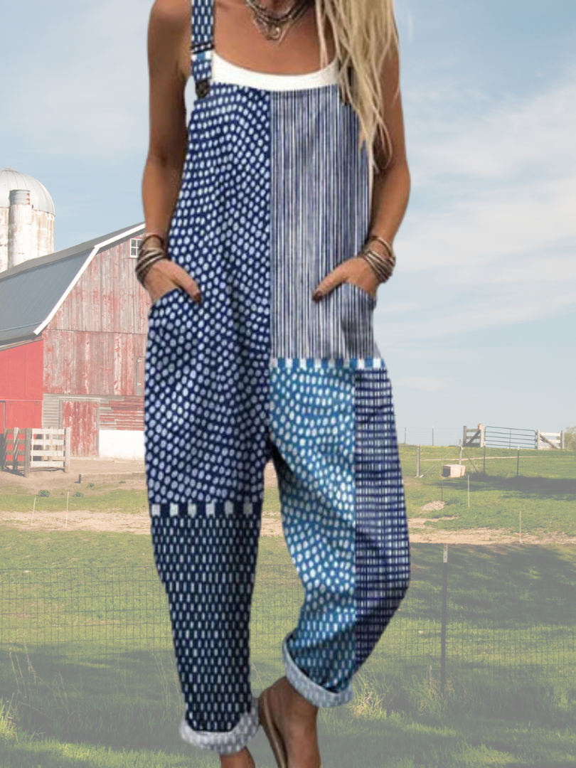 Lyra - Damen gestreifter ärmelloser Jumpsuit mit quadratischem Ausschnitt