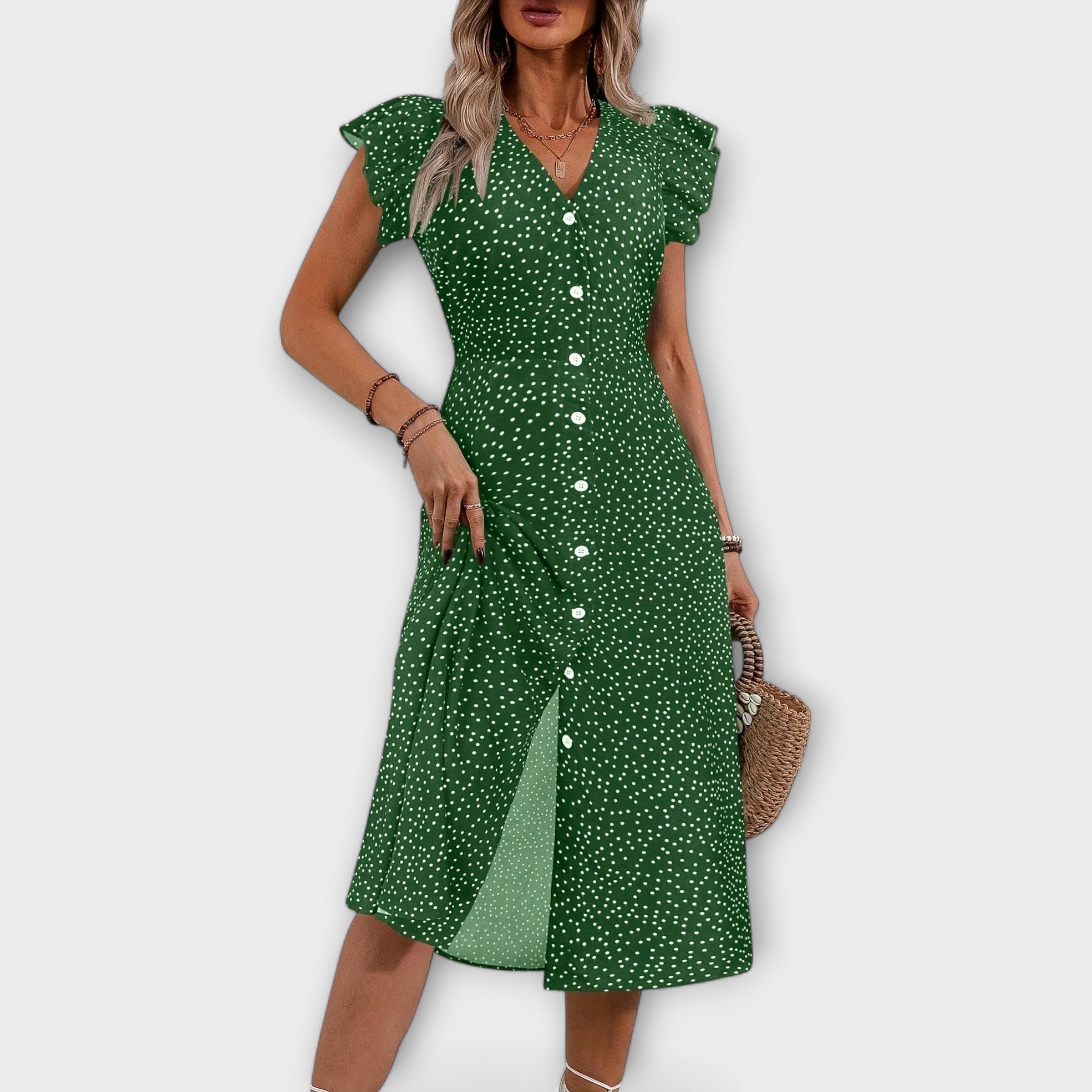 Stilvolles Polka-Dot Midi-Kleid