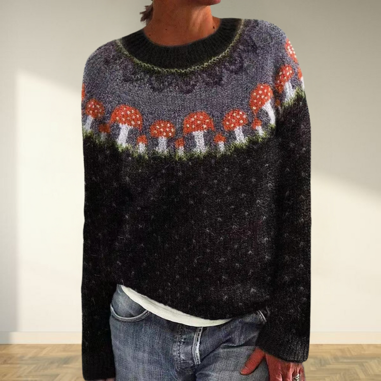 Button Mushroom Jumper – Lässiger Schnitt Perfekt für Wochenendgemütlichkeit und Entspannten Chic