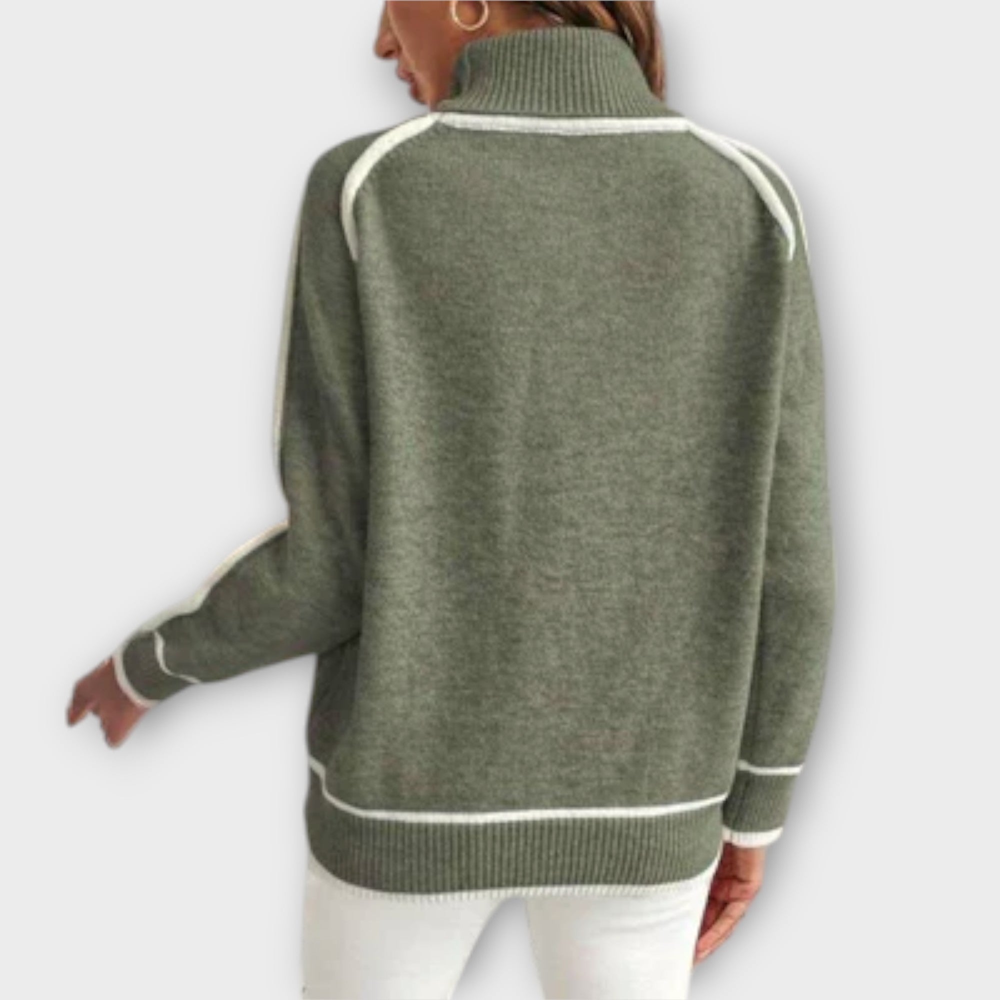 Christine - Eleganter olivgrüner Strickpullover Nora Zurich