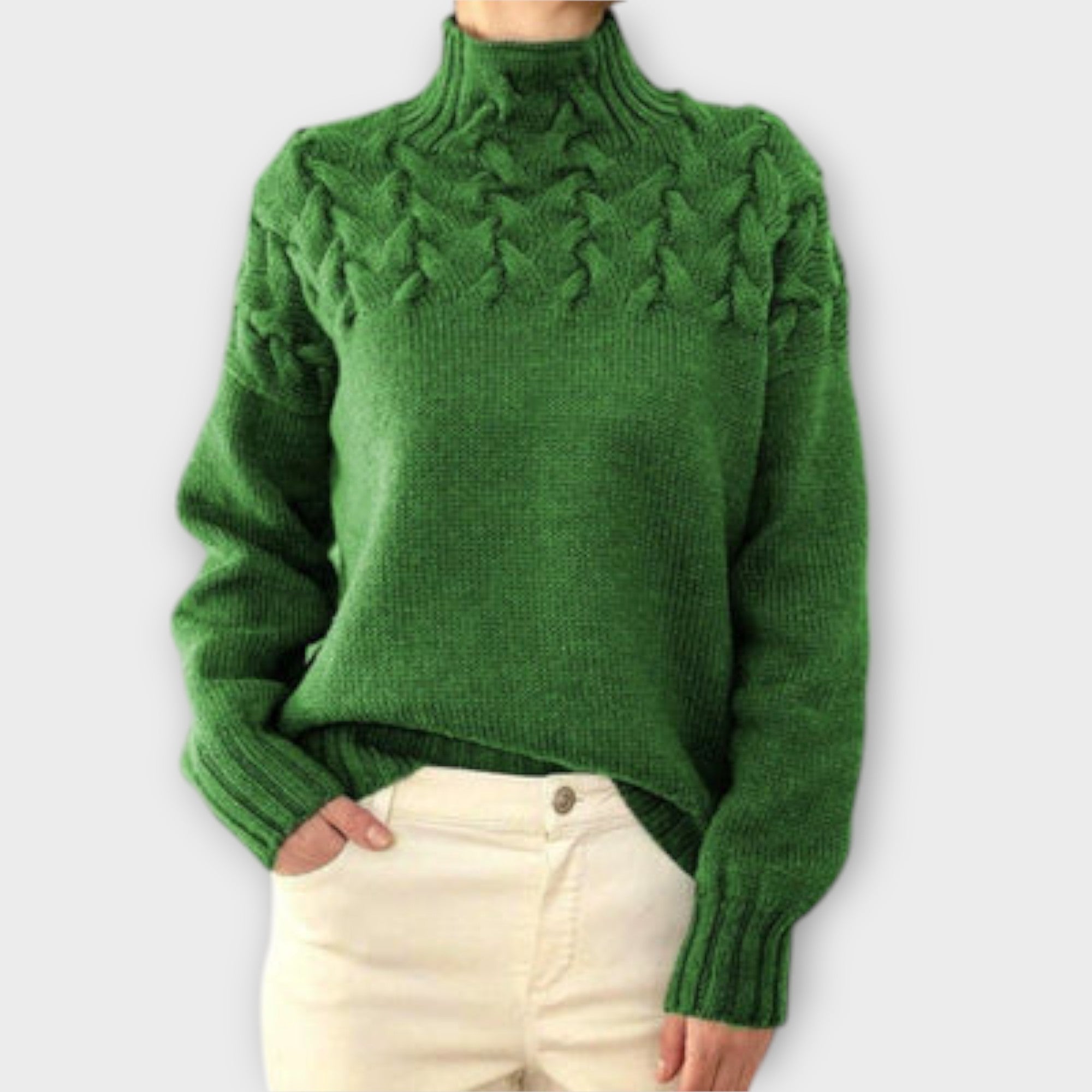 Damenpullover mit Kabelstrick-Detail