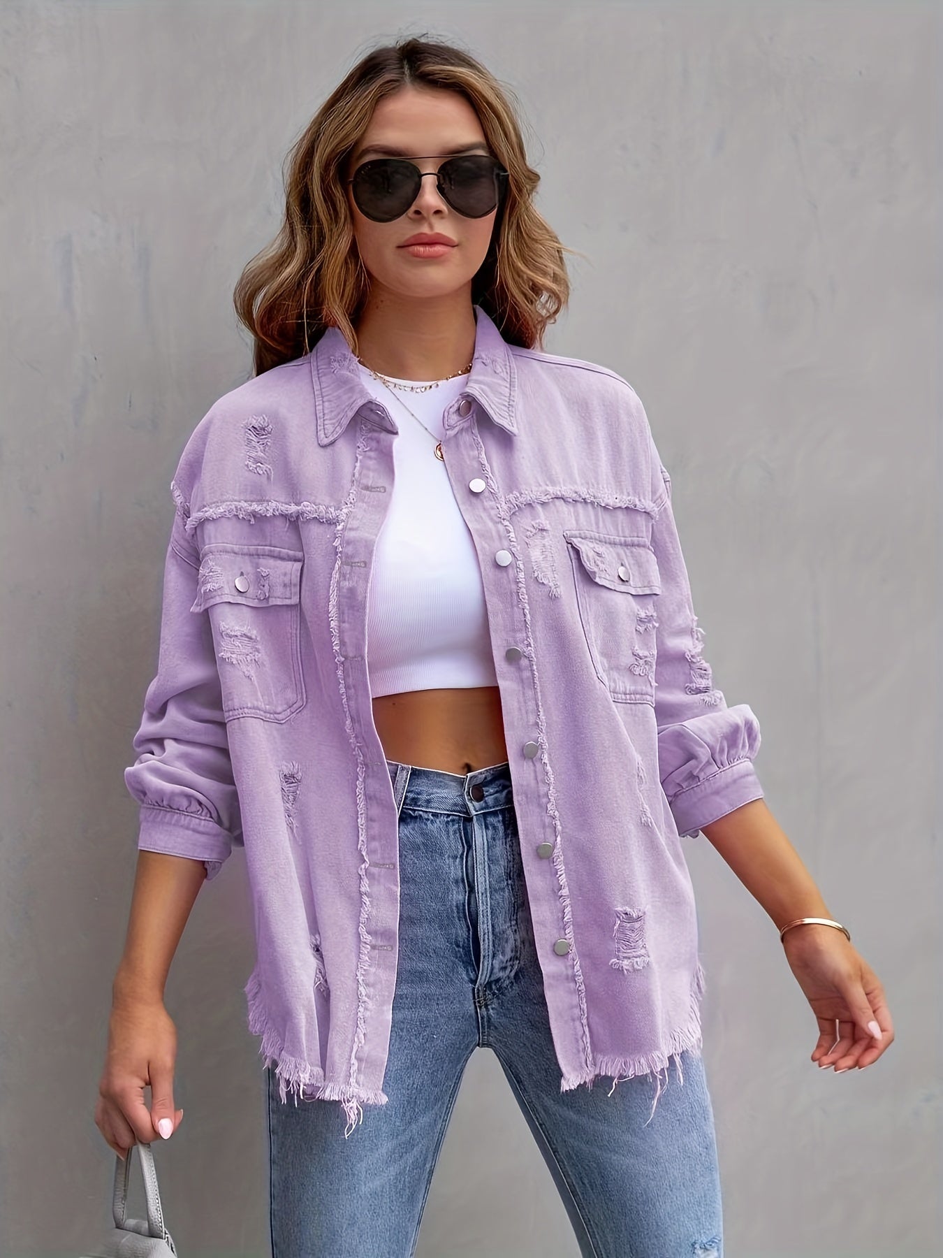 Lyra – Trendige Distressed Casual Chic Jacke