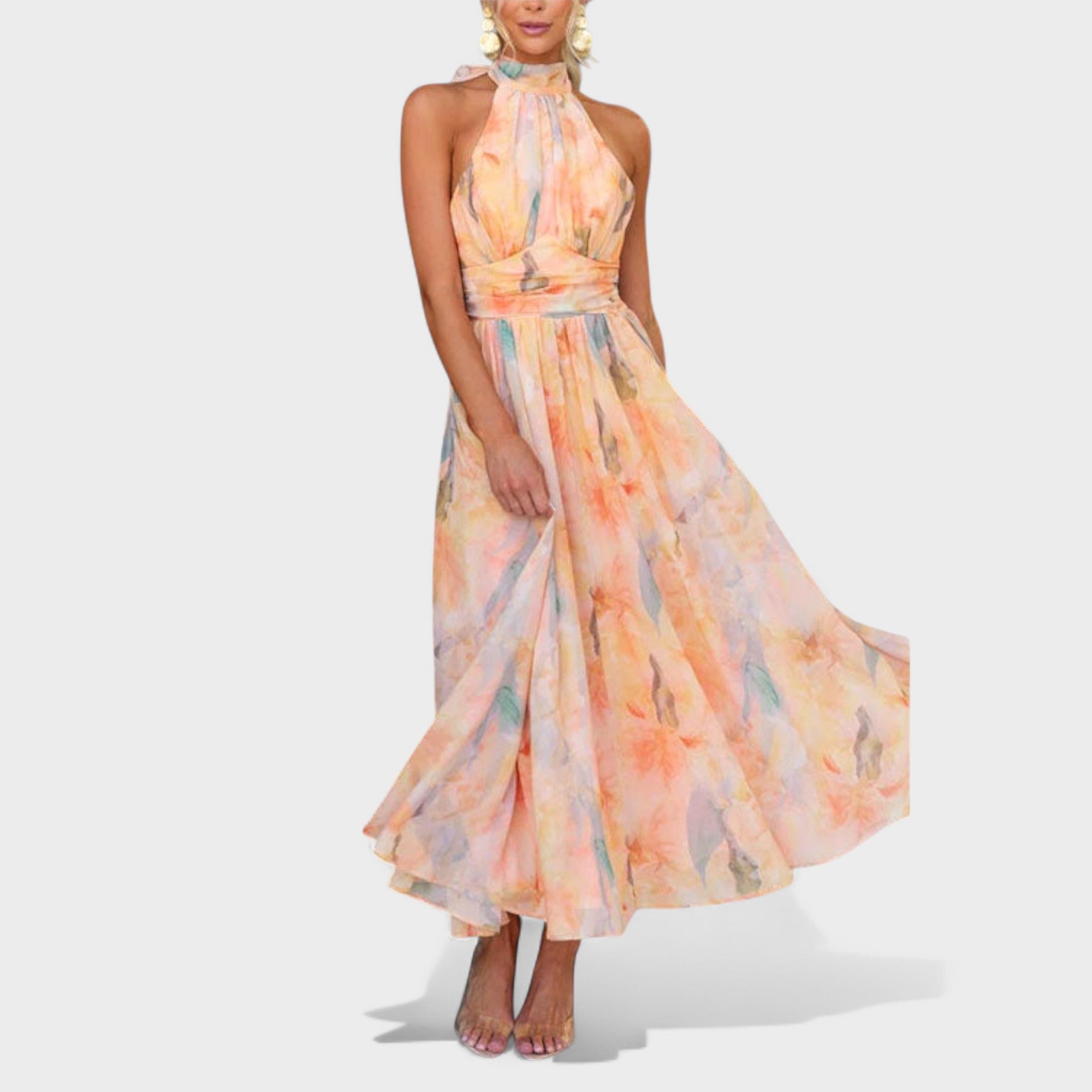 Miva | Abstraktes Halter-Maxi-Kleid
