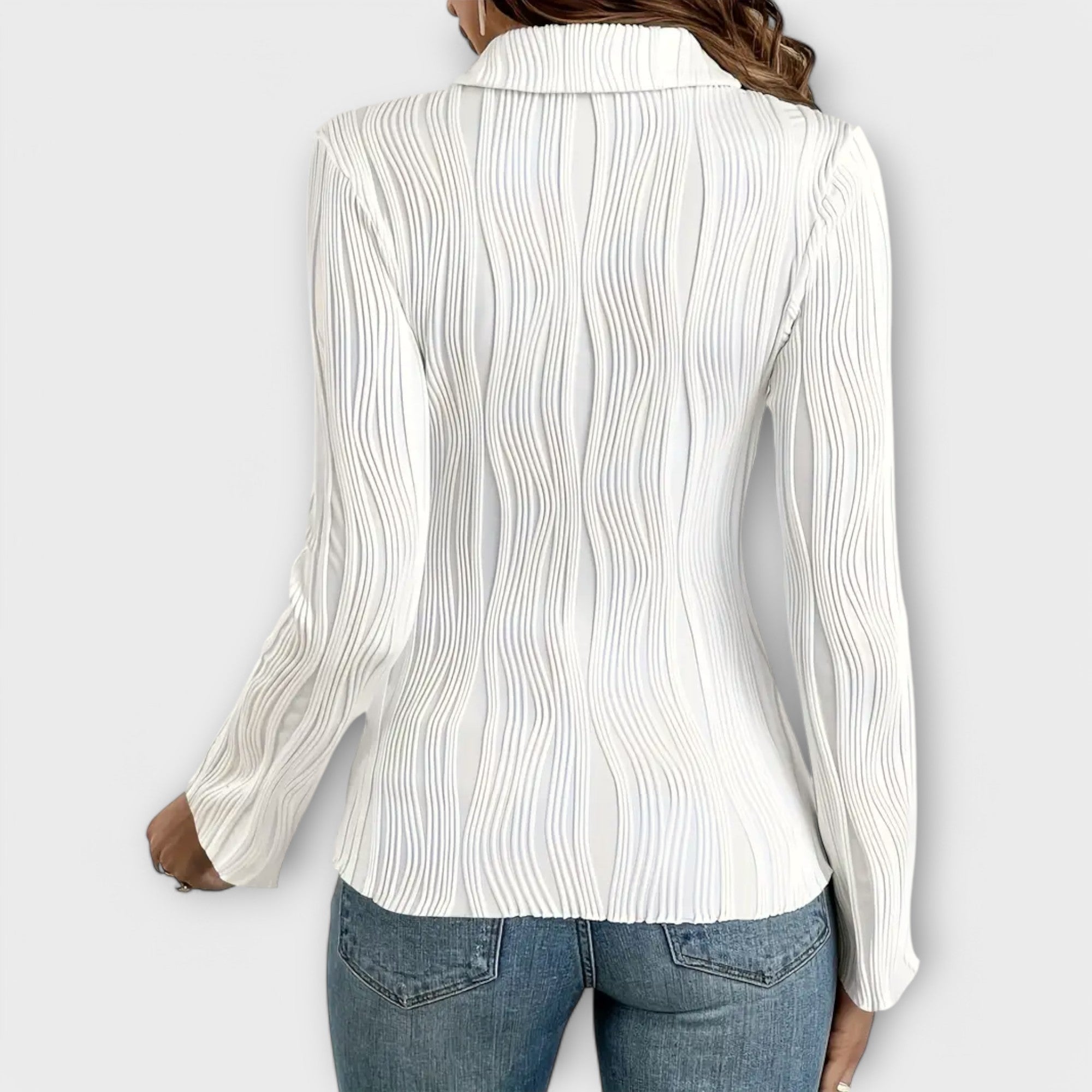 Natalie – Langarm-Polo-Bluse für den Frühling