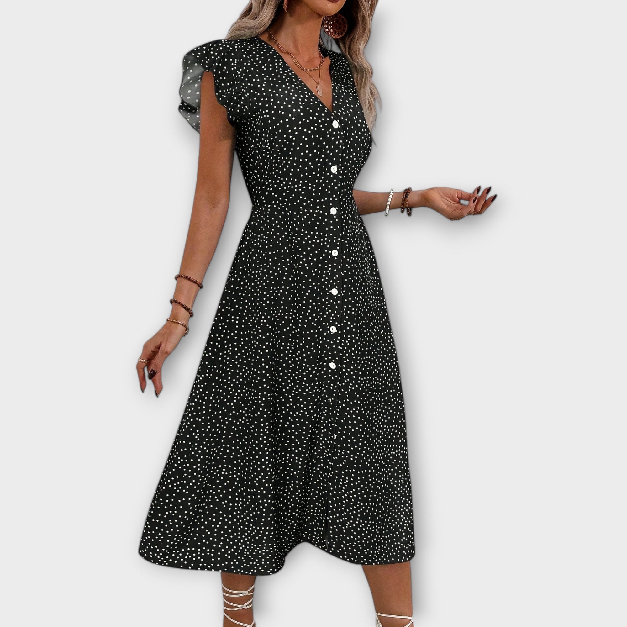 Stilvolles Polka-Dot Midi-Kleid