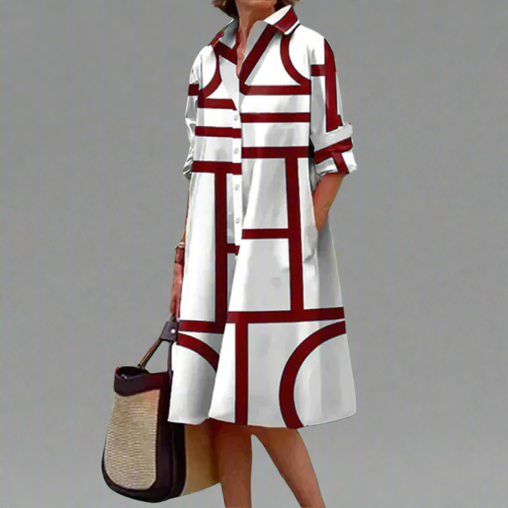 Greer - Damen Kleid mit geometrischem Print in knielanger Länge