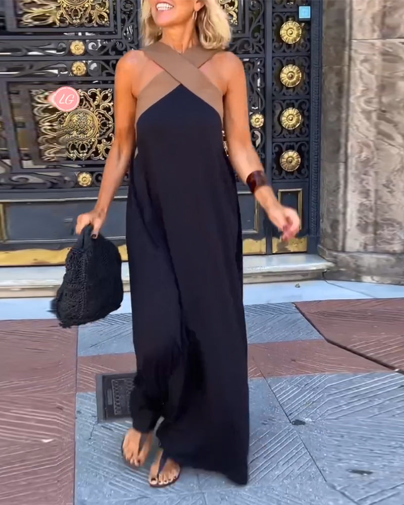 Abigail - Lässiges Kreuzhals-Loses Strandkleid