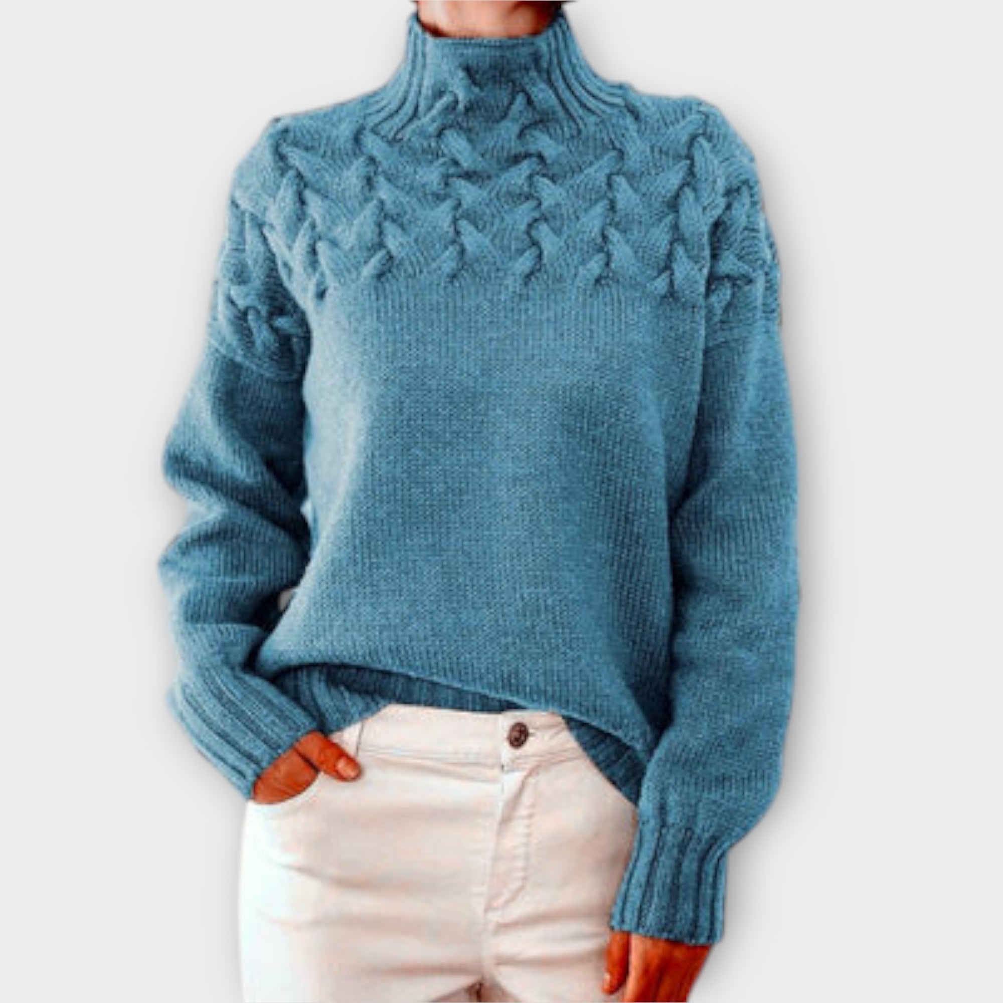 Damenpullover mit Kabelstrick-Detail