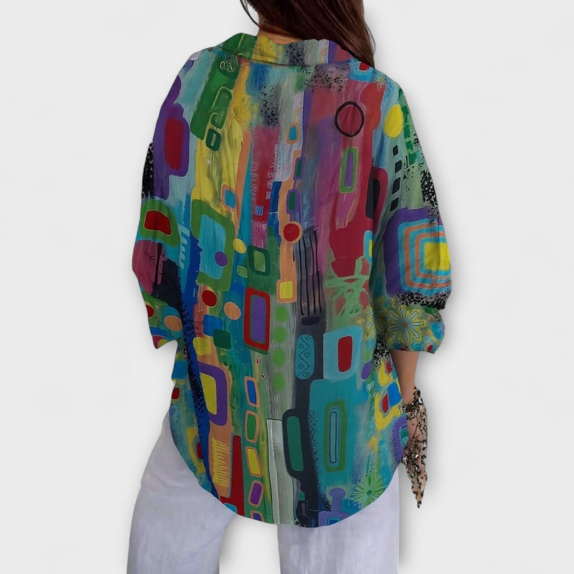Lona | Abstrakte Knopfleistenbluse