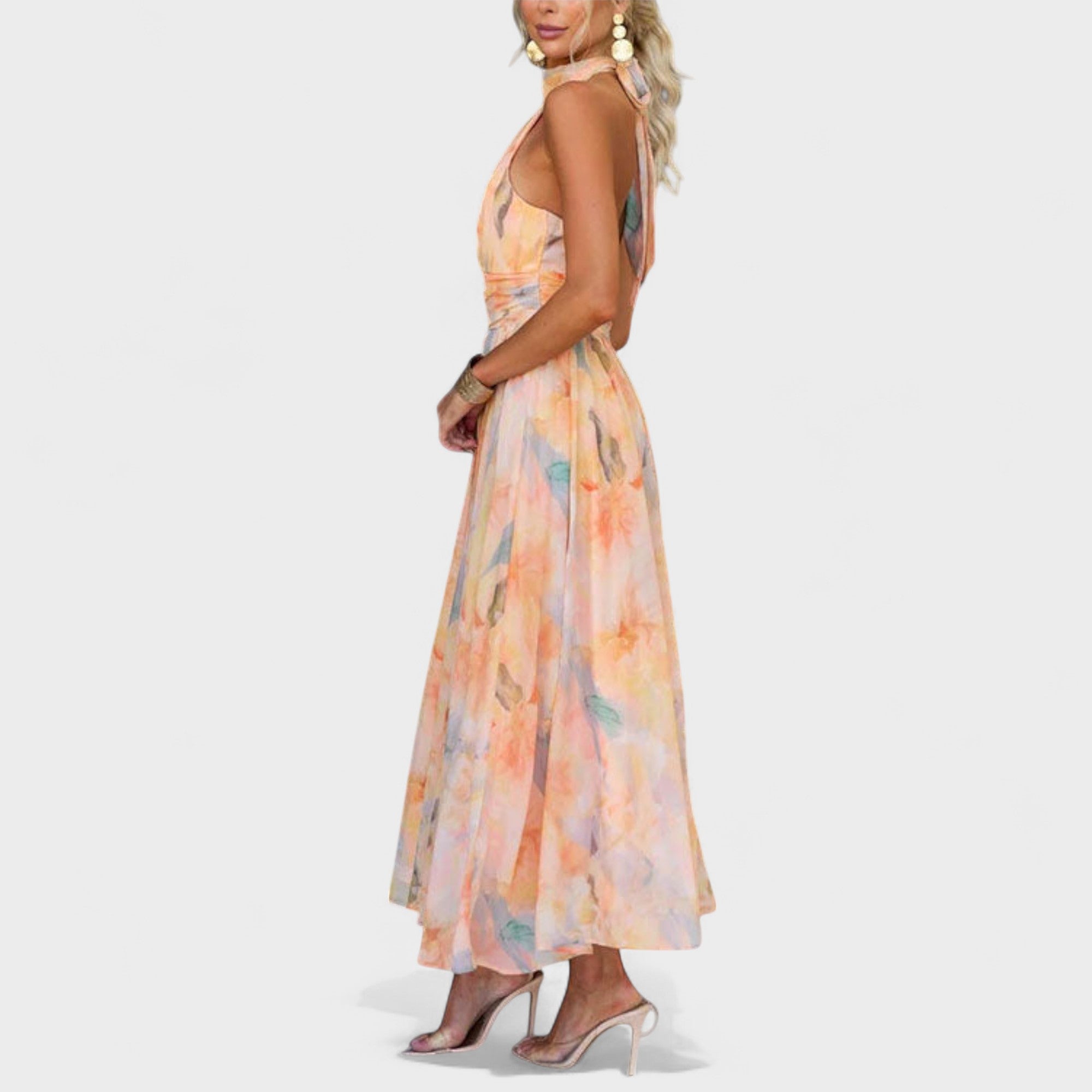 Miva | Abstraktes Halter-Maxi-Kleid