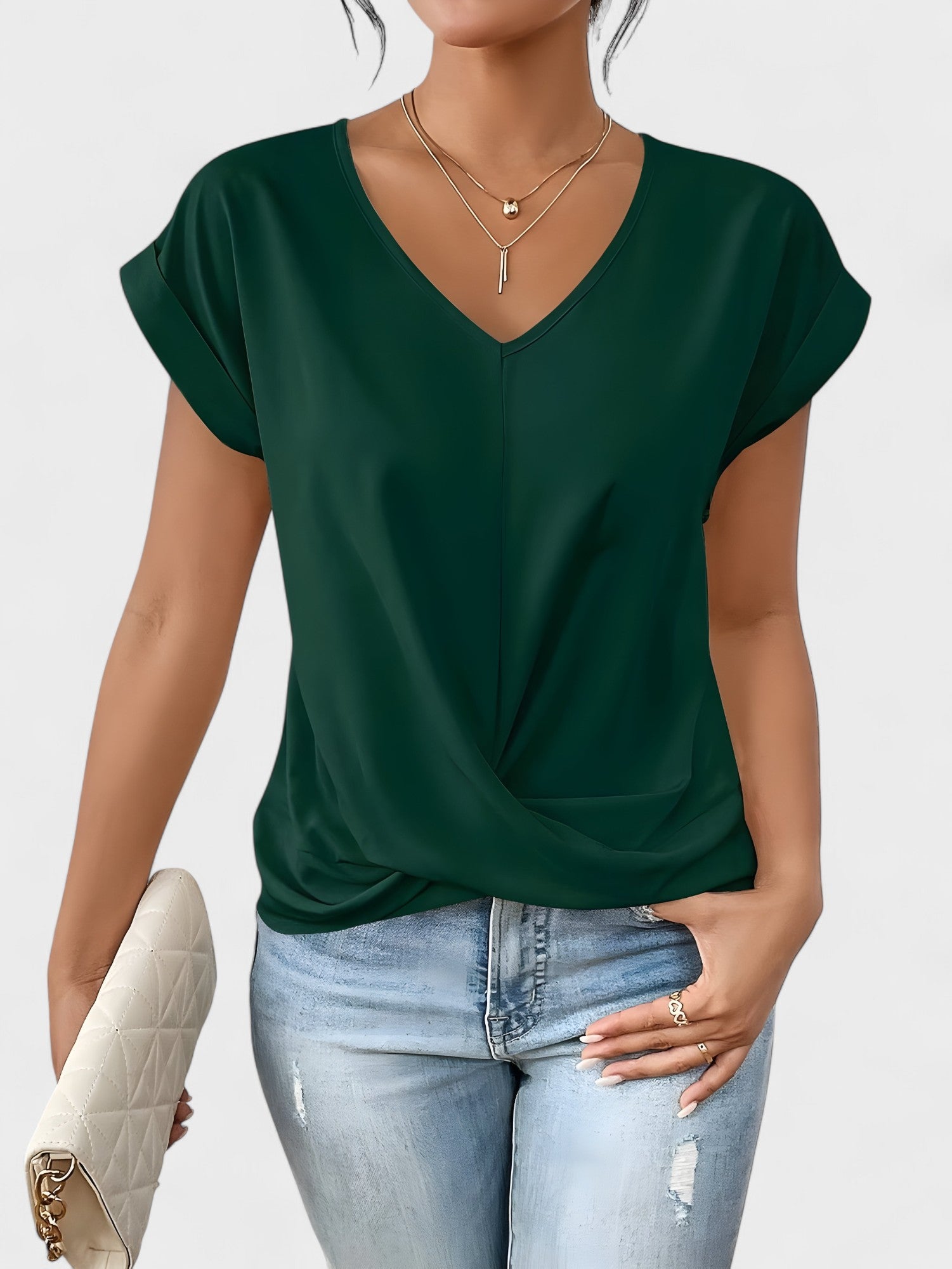 Kathrina – Bluse mit V-Ausschnitt und gedrehtem Vorderteil