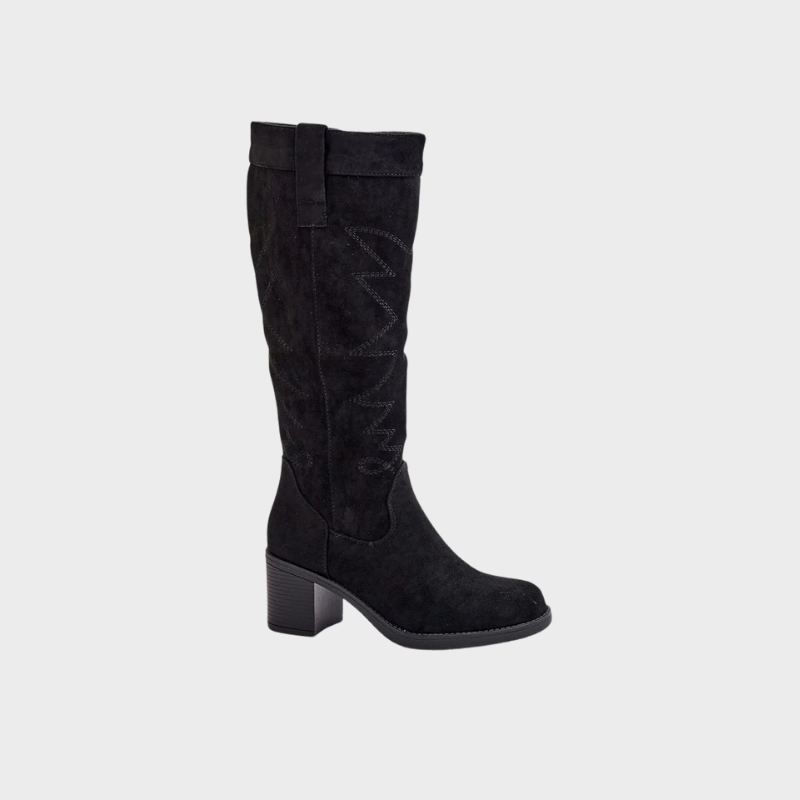 Iris – Hohe Stiefel mit Blockabsatz und Reißverschluss