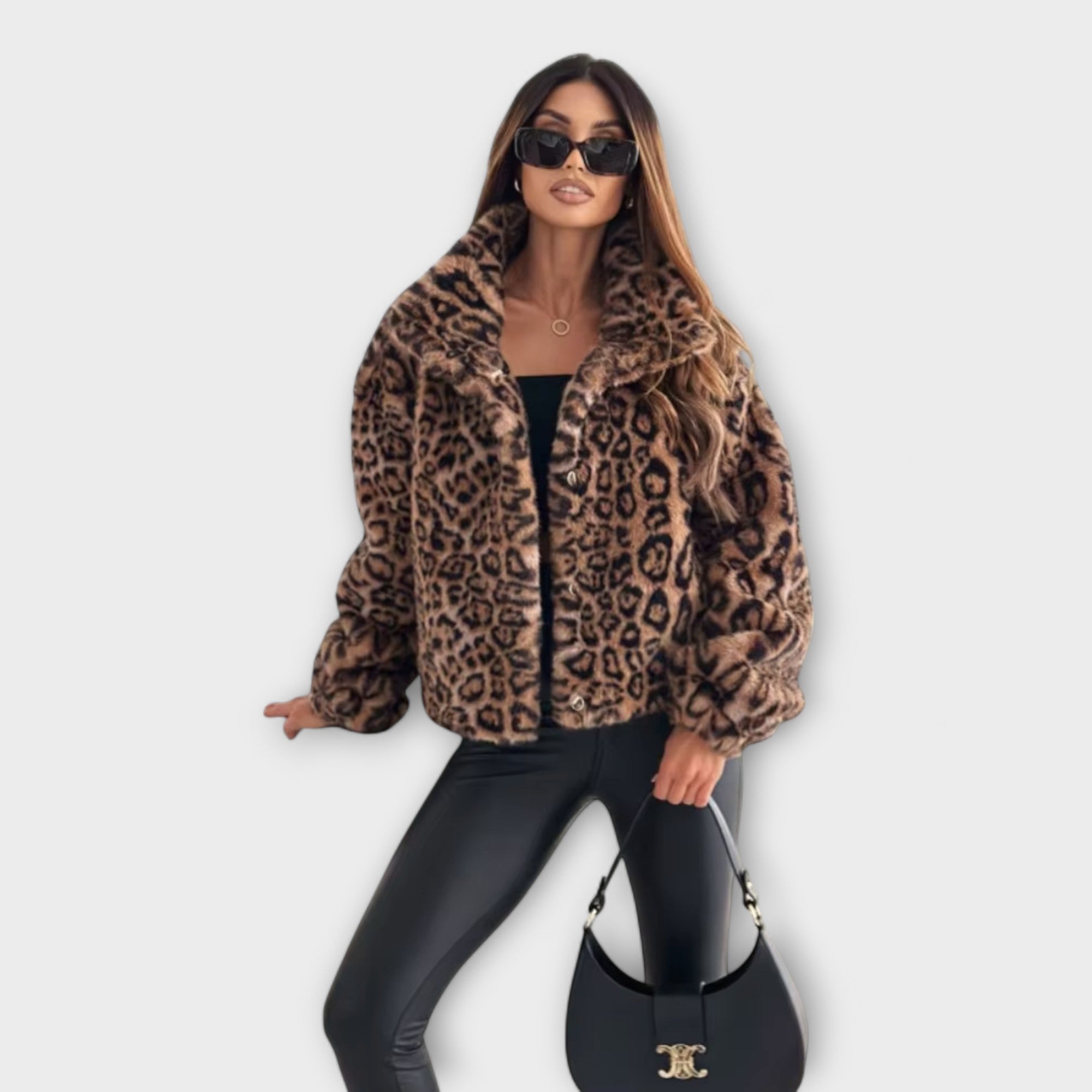Leocadia – Kunstfelljacke mit Leopardenmuster