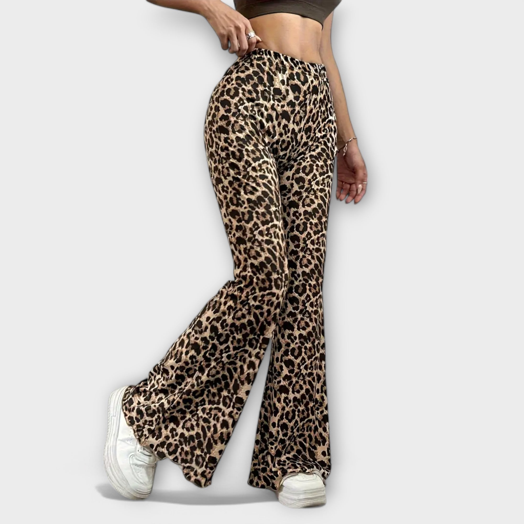 Leopardmuster Bootcut-Hose