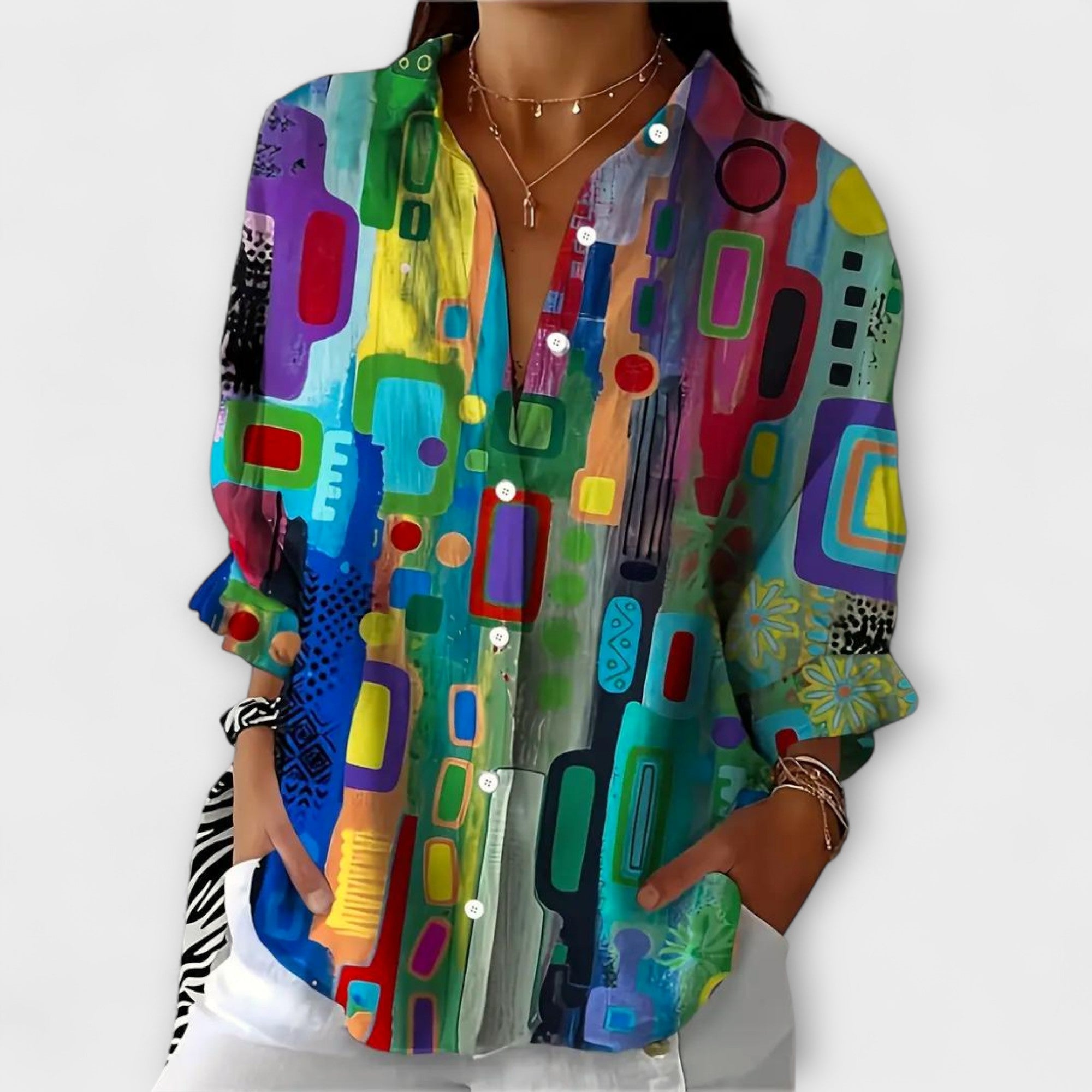Lona | Abstrakte Knopfleistenbluse
