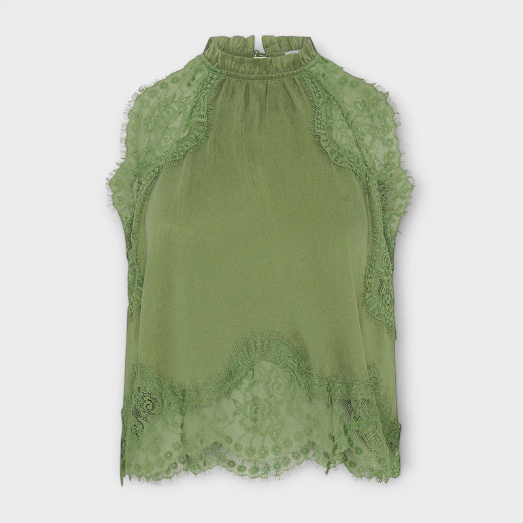 Kaia - Satinbluse mit Spitzenbesatz und plissiertem Ausschnitt im Set Nora Zurich