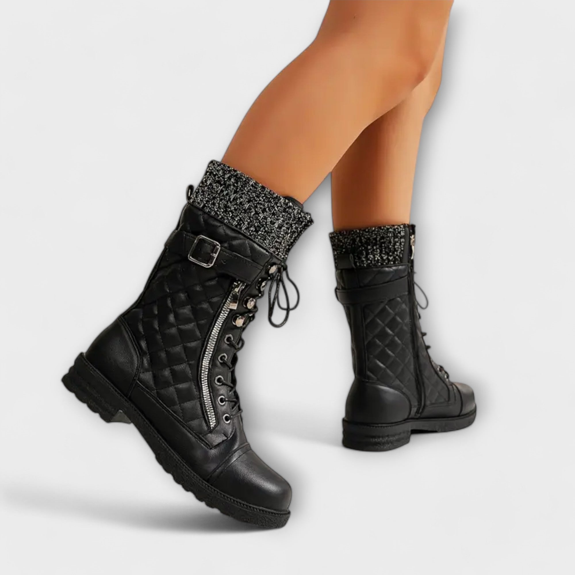 Winterstiefel mit Fleece-Futter und Karomuster