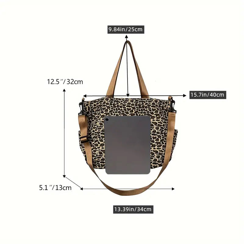 Nora. - Leopardenmuster Canvas Umhängetasche