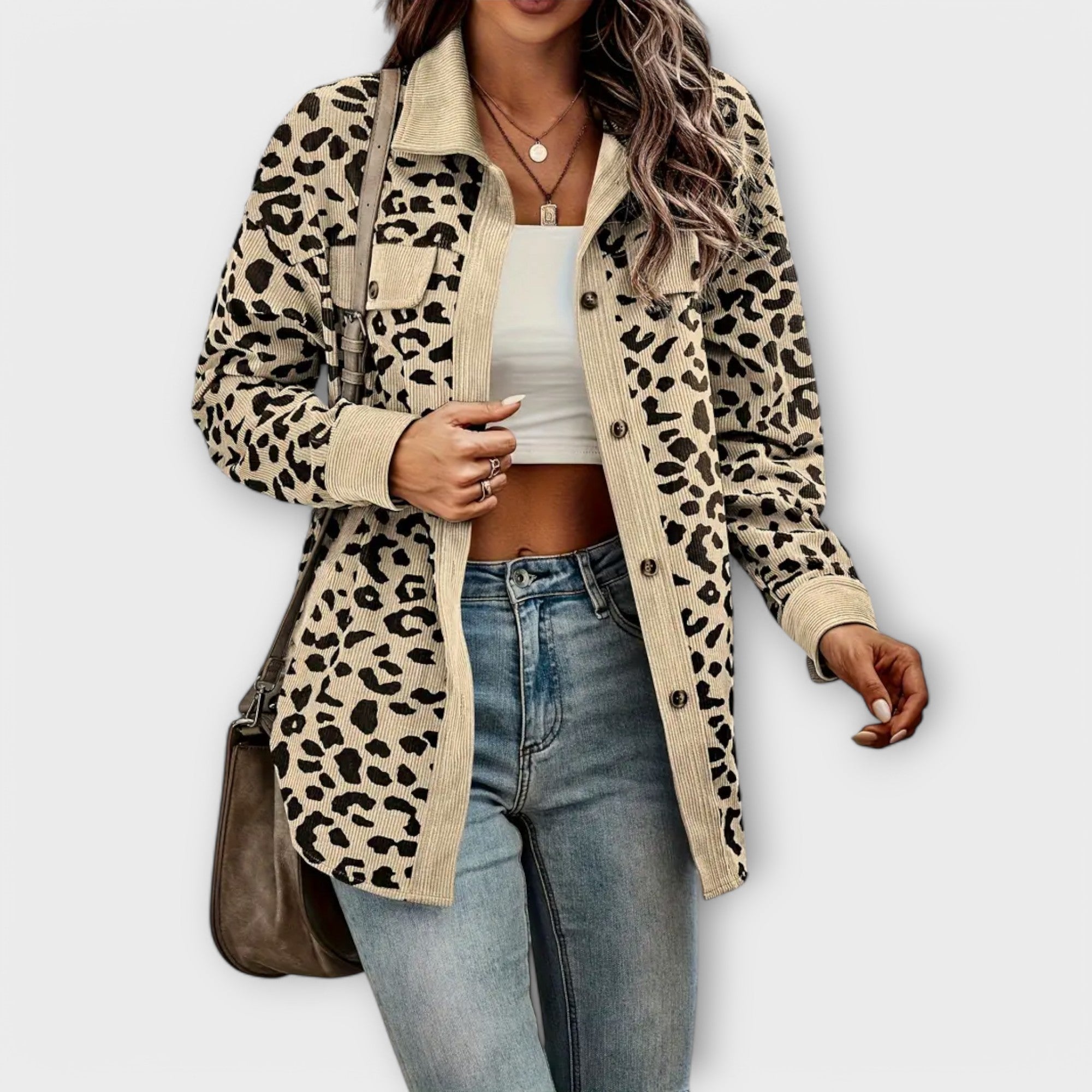 Lässige Leopardenmuster Hemdjacke